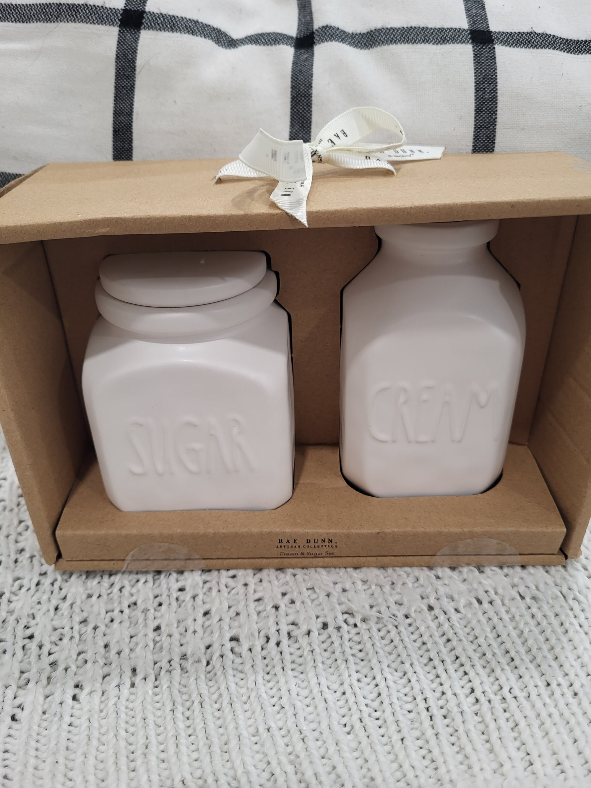 Rae Dunn "Sugar & Cream" White Ceramic Jar Set Farm House Style Collection