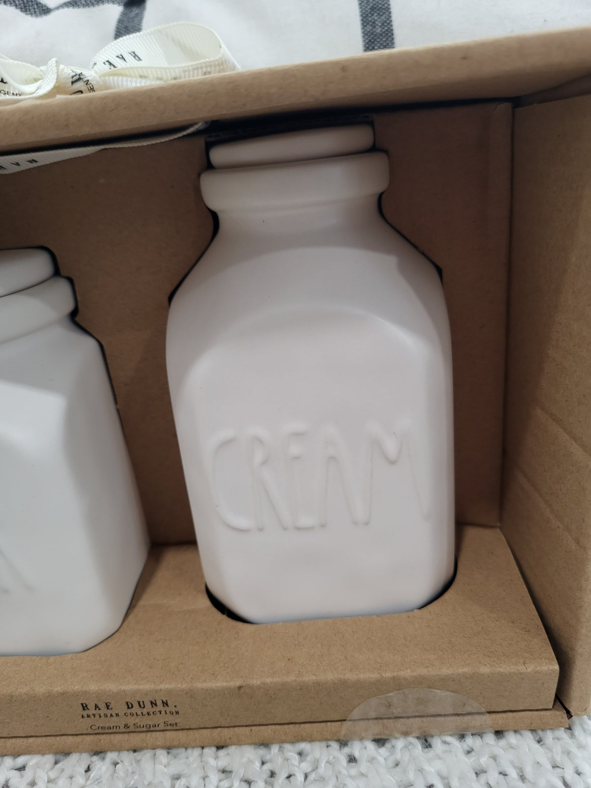 Rae Dunn &quot;Sugar &amp; Cream&quot; White Ceramic Jar Set Farm House Style Collection