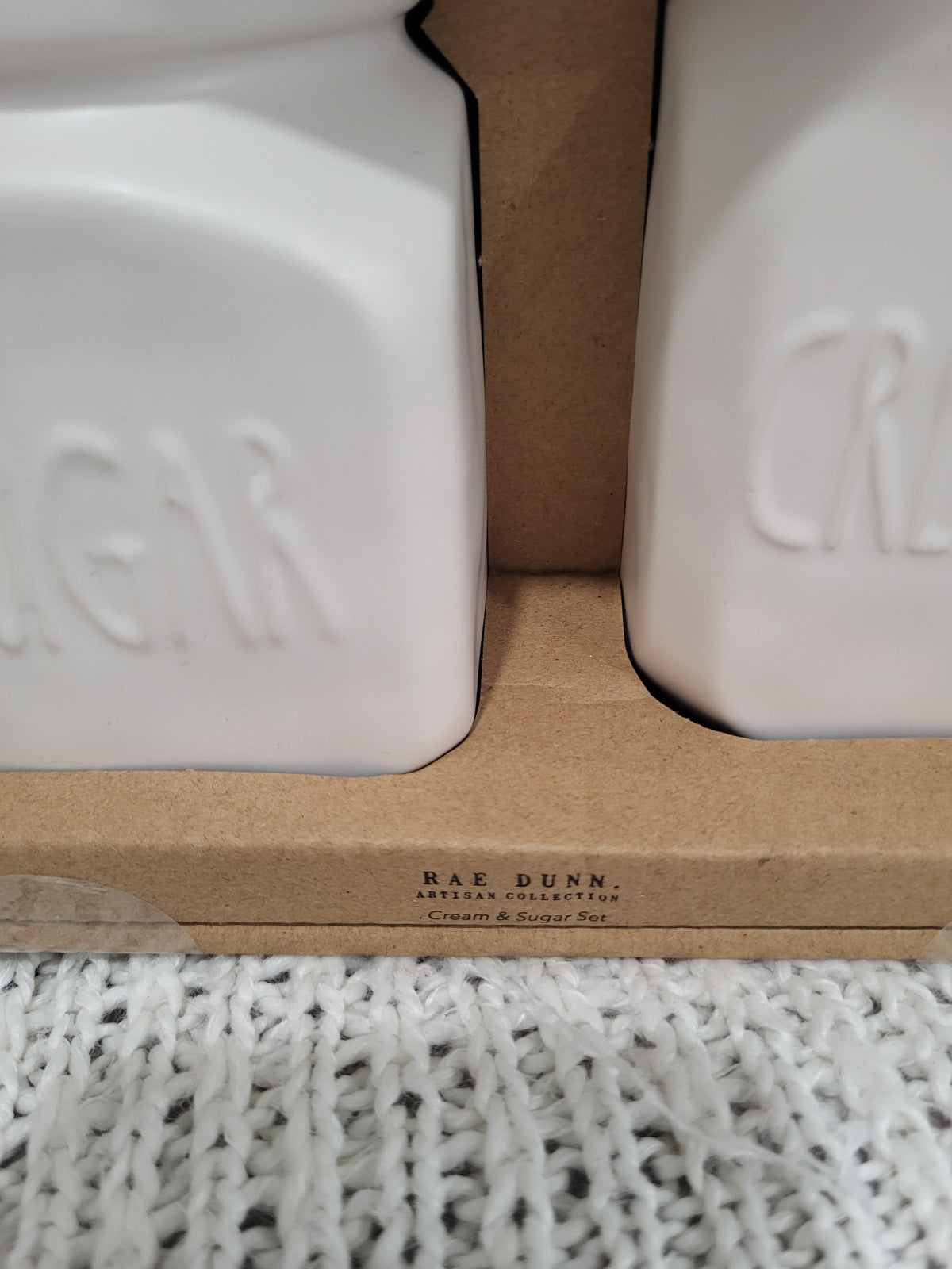 Rae Dunn &quot;Sugar &amp; Cream&quot; White Ceramic Jar Set Farm House Style Collection