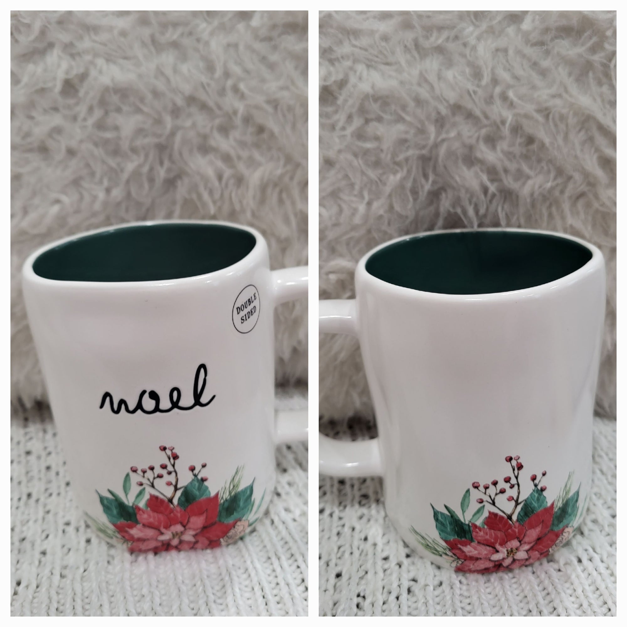 Rae Dunn "Noel" Poinsettia Double Sided Mug Holiday Collection