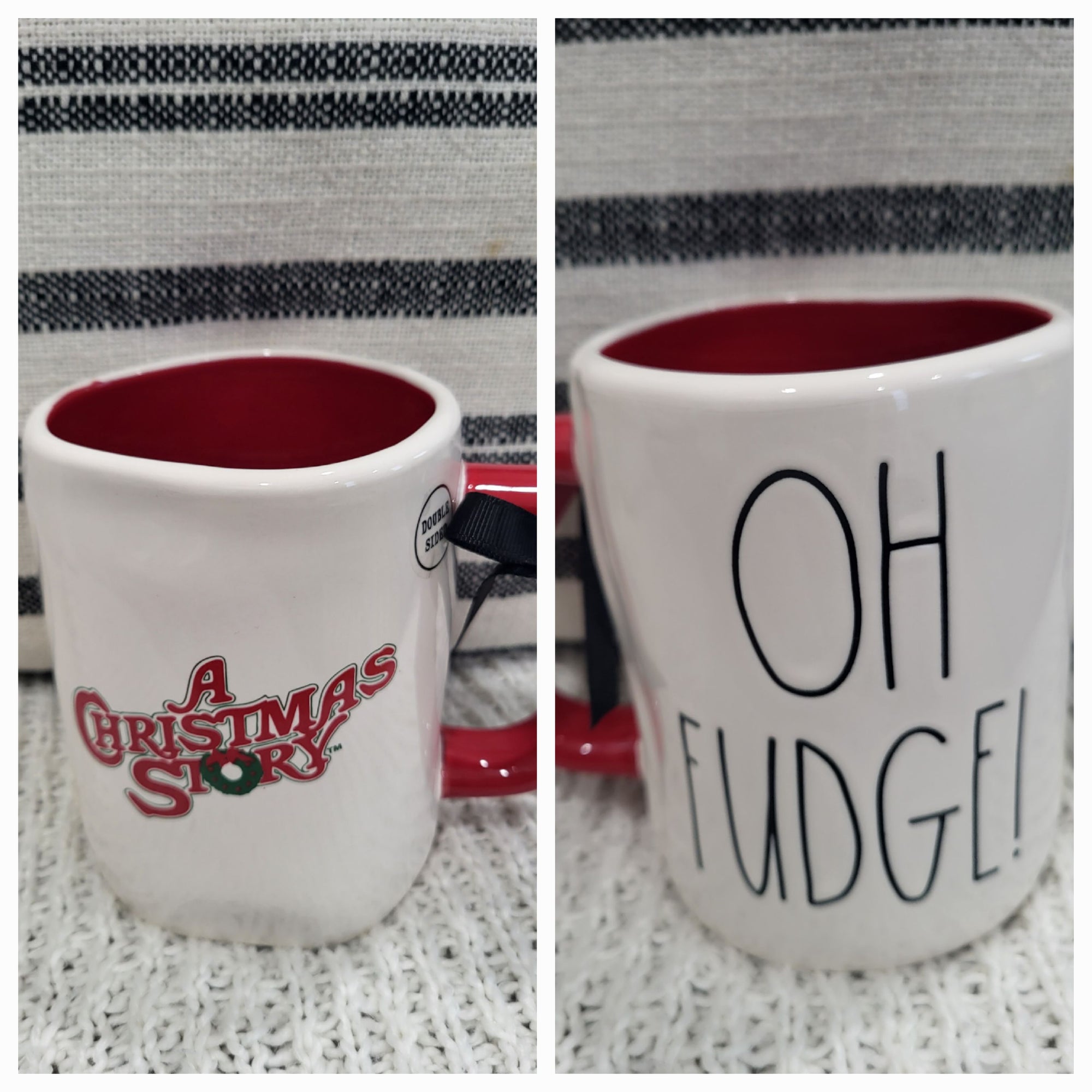 Rae Dunn "Oh Fudge!" A Christmas Story Double Sided Mug Holiday Collection