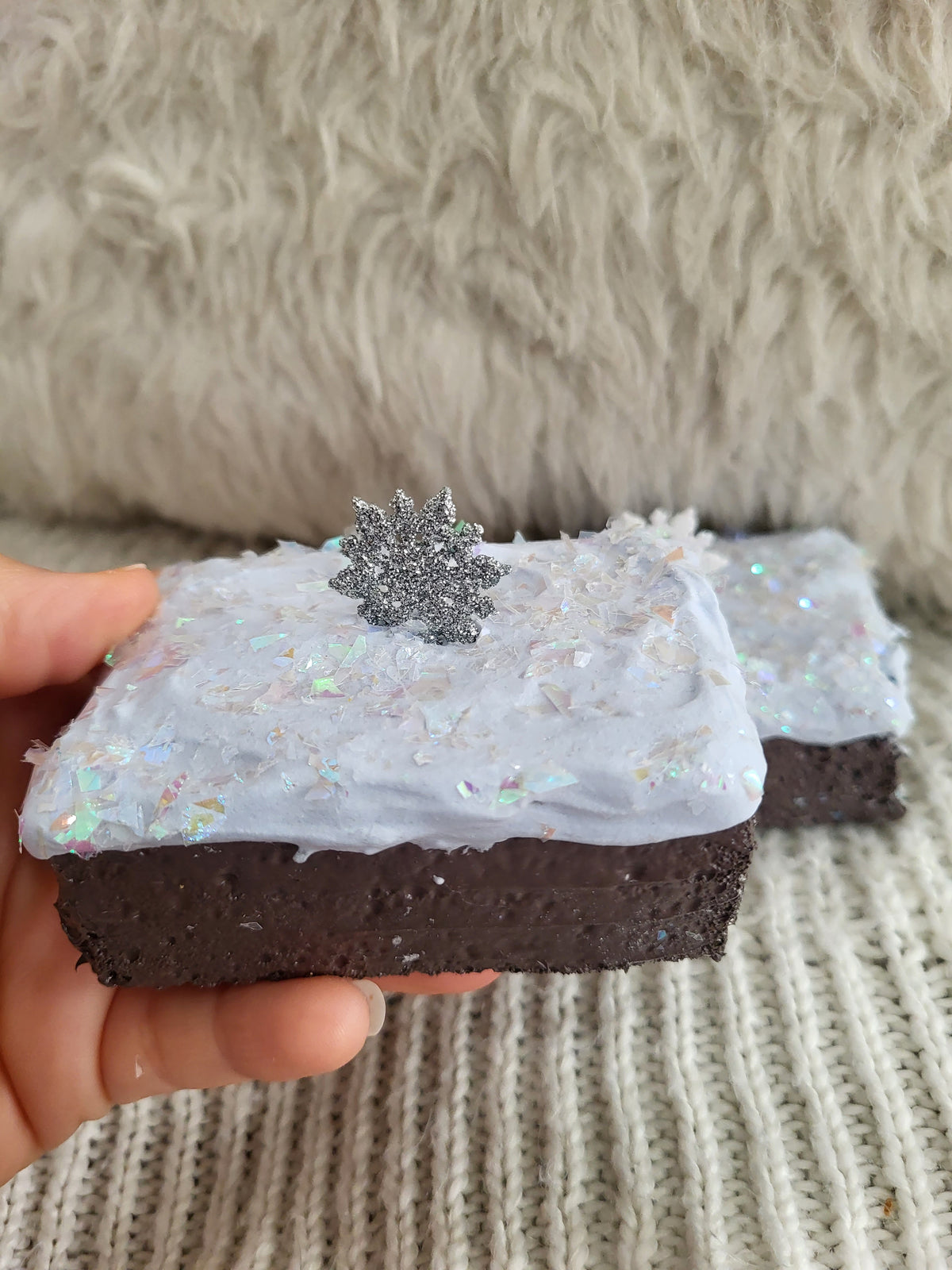 Pip Posh Design Faux Sweet Décor Snowflake Brownies Set Of 2 Winter Collection