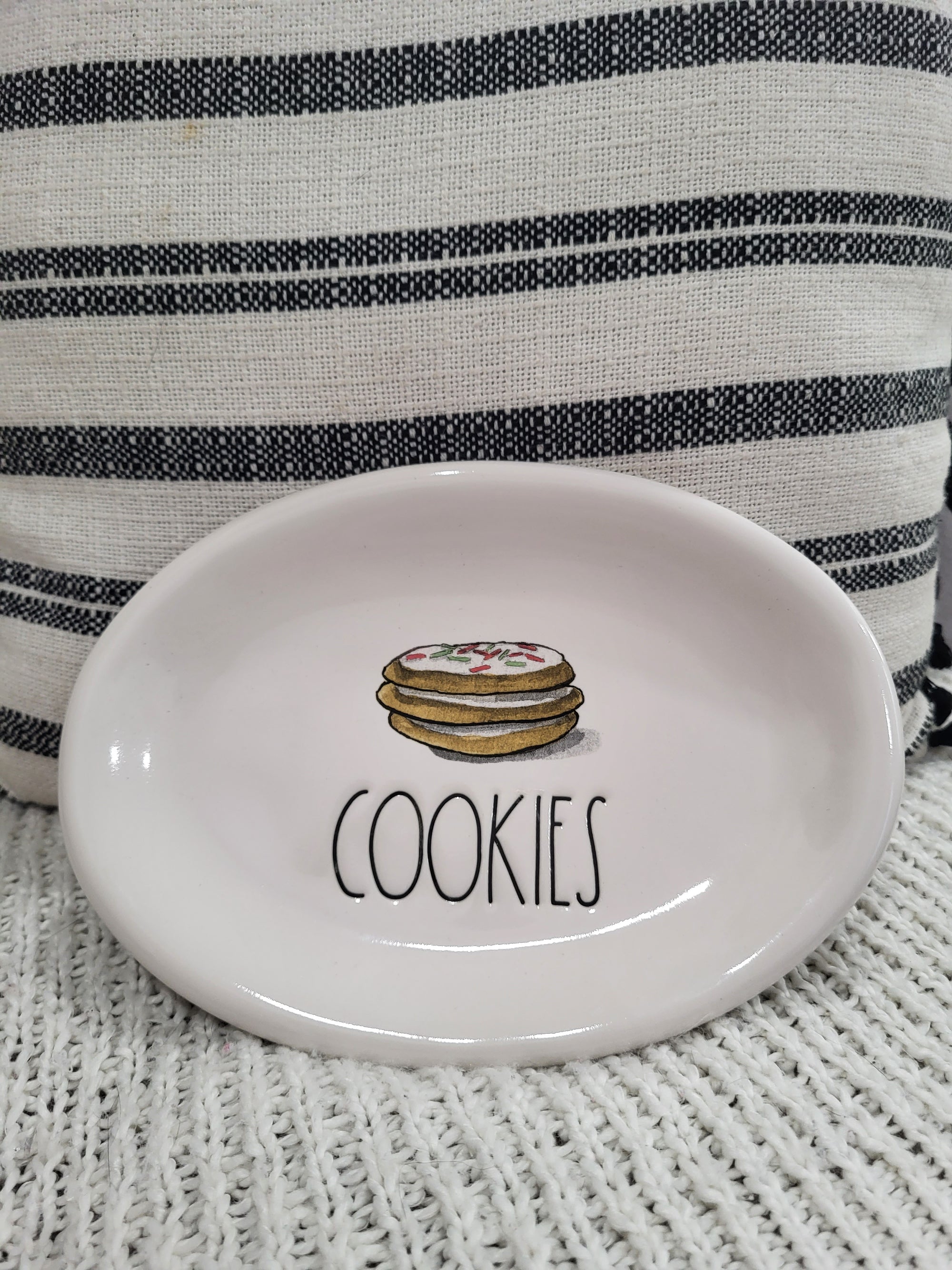 Rae Dunn "Cookies" Small Oval Holiday Cookie Dish Holiday Collection