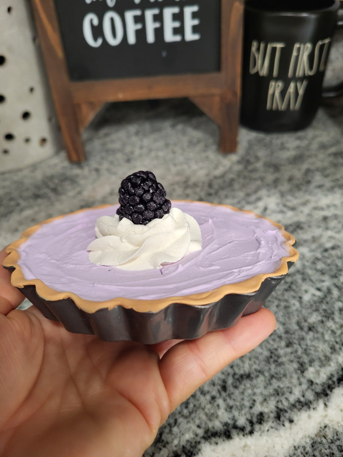 Pip Posh Design Faux Sweet Décor Mini Whipped Black Berry Pie Bakery Collection
