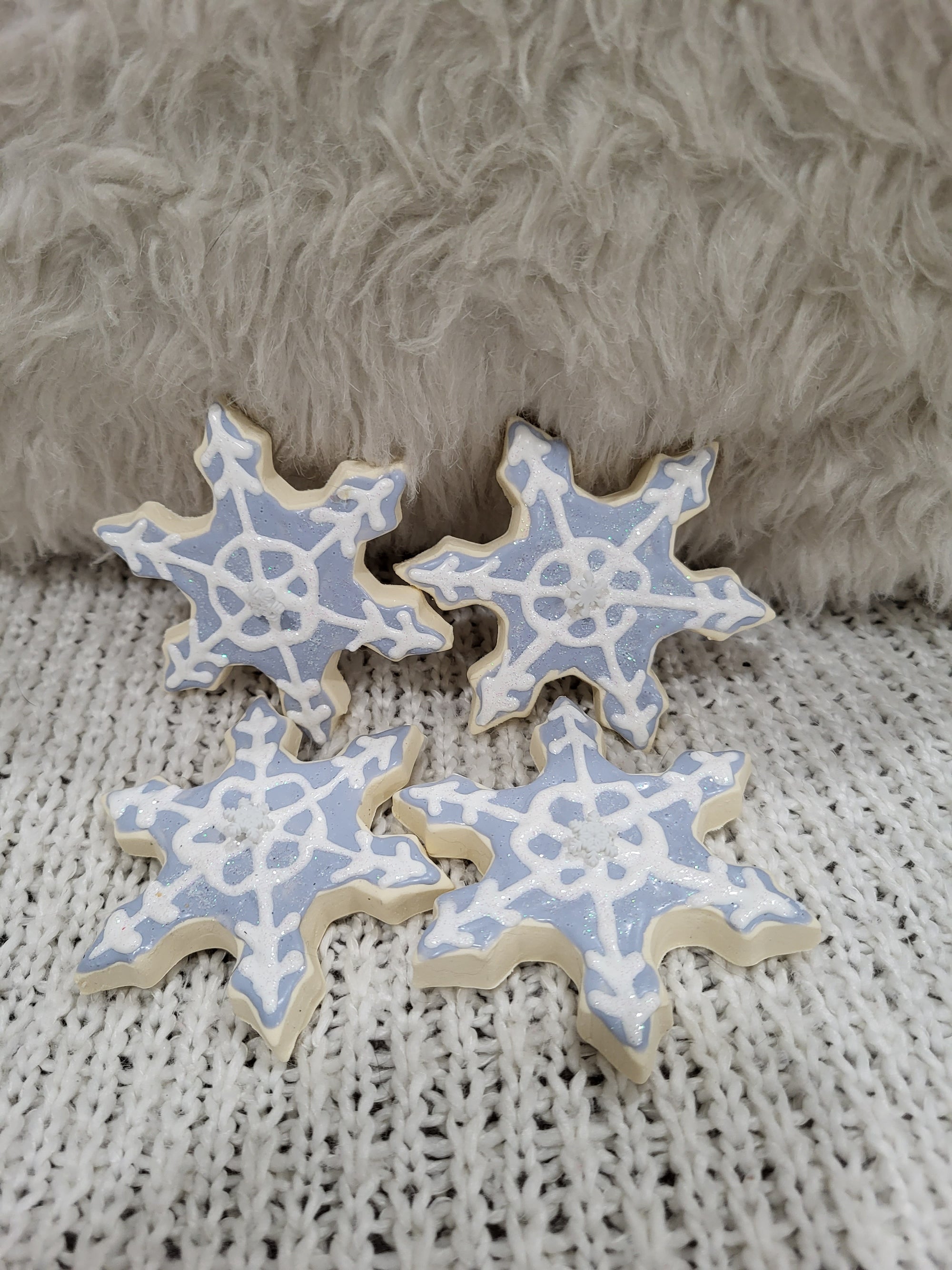 Pip Posh Design Faux Sweet Décor Snowflake Sugar Cookies Set Of 4 Winter Collection