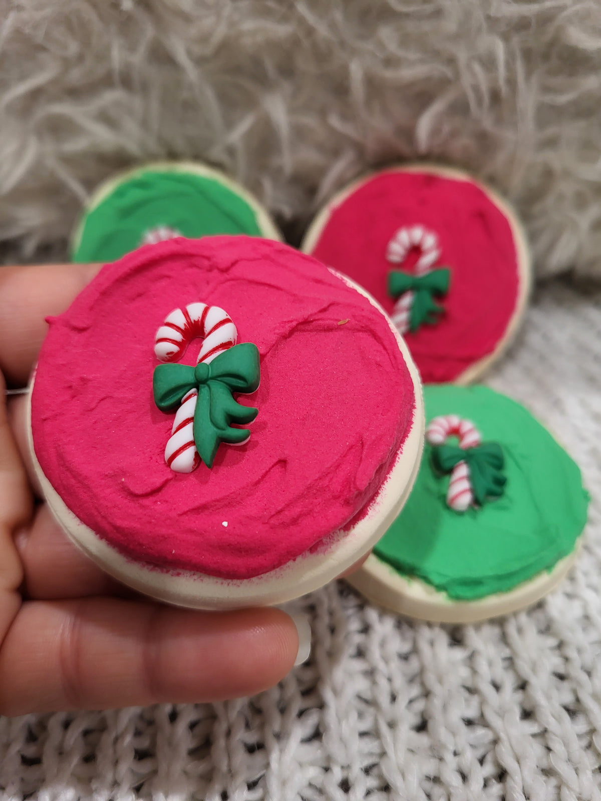 Pip Posh Design Faux Sweet Décor Candy Cane Sugar Cookies Set Of 4 Holiday Collection