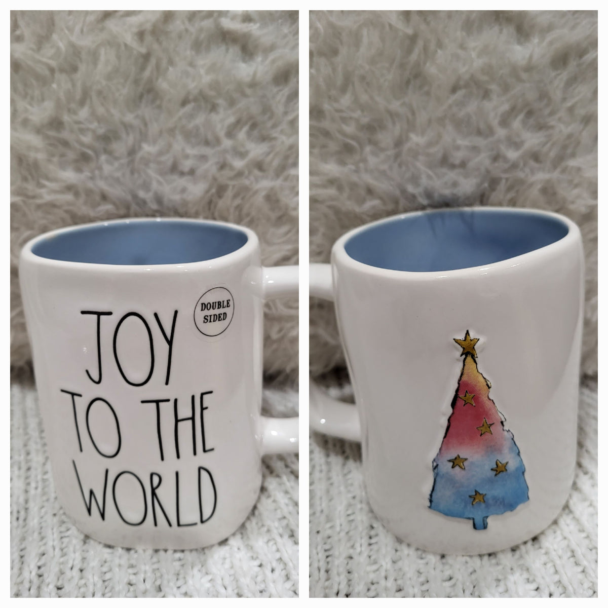 Rae Dunn &quot;Joy To The World&quot; Christmas Tree Double Sided Mug Holiday Collection