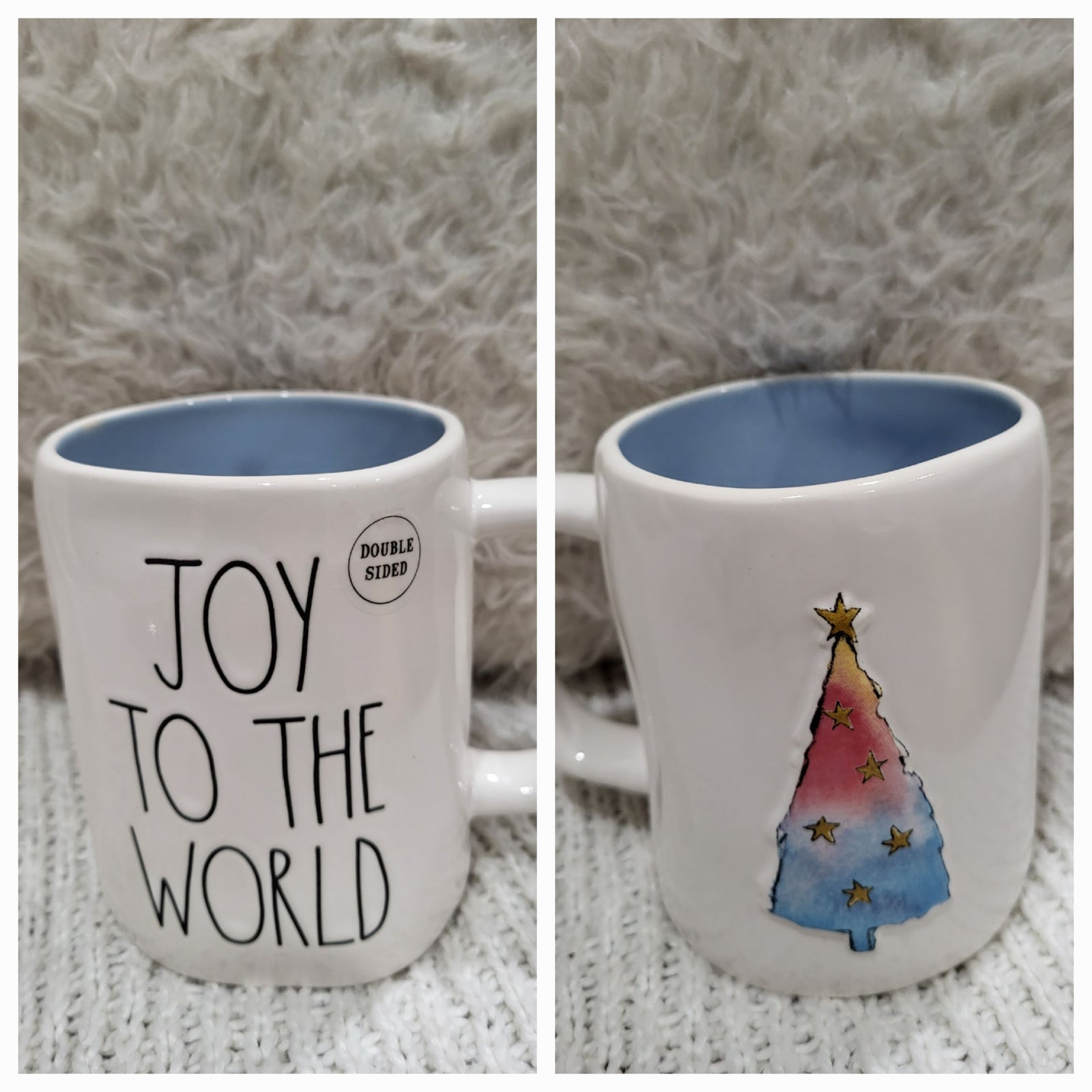 Rae Dunn "Joy To The World" Christmas Tree Double Sided Mug Holiday Collection