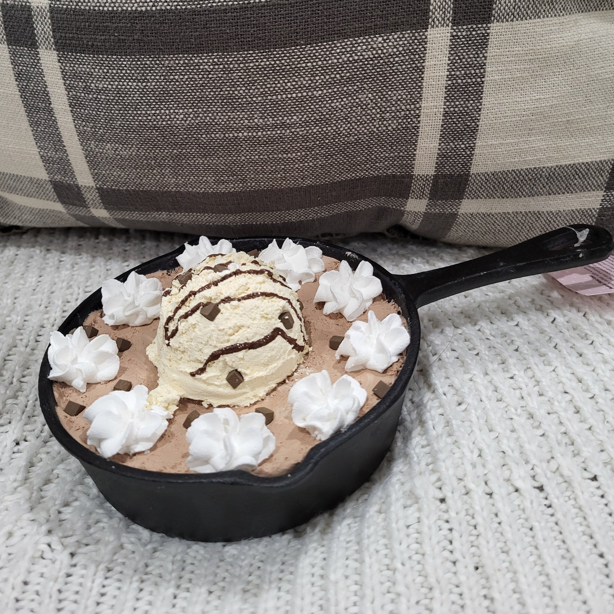 Pip Posh Design Faux Sweet Decor Vanilla Ice Cream Chocolate Chip Cookie Skillet Dessert Collection