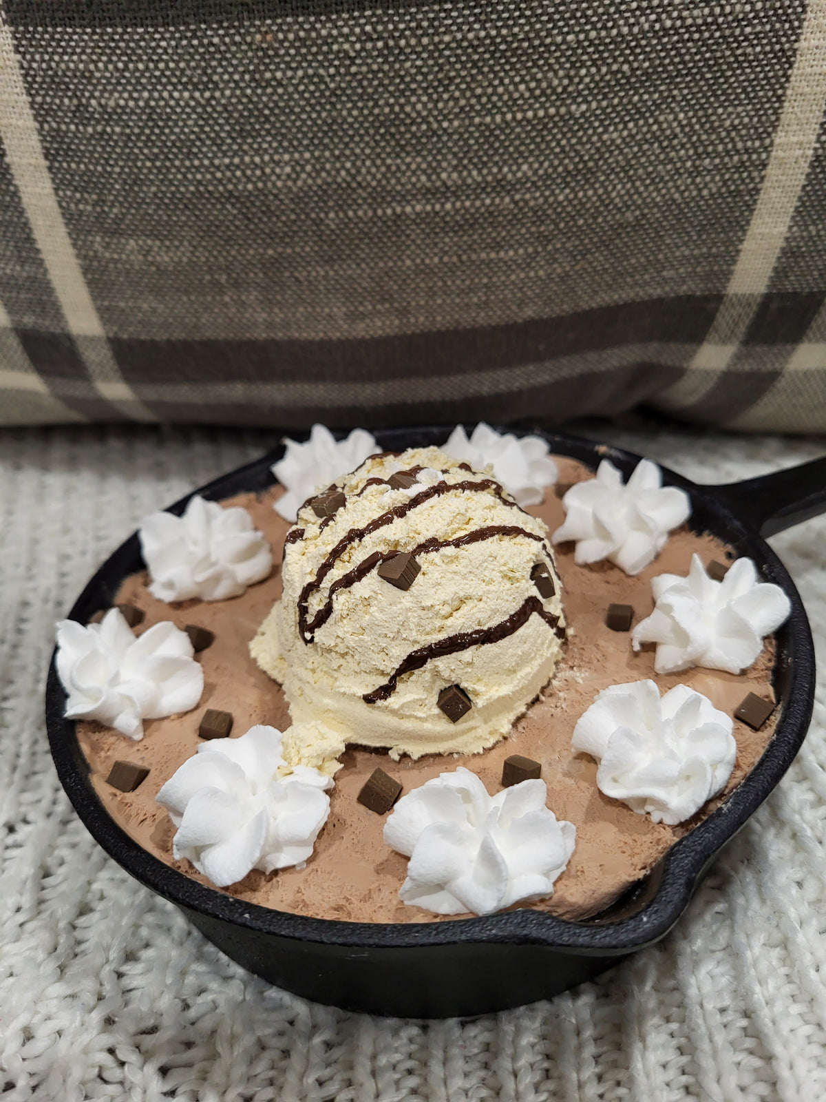 Pip Posh Design Faux Sweet Decor Vanilla Ice Cream Chocolate Chip Cookie Skillet Dessert Collection