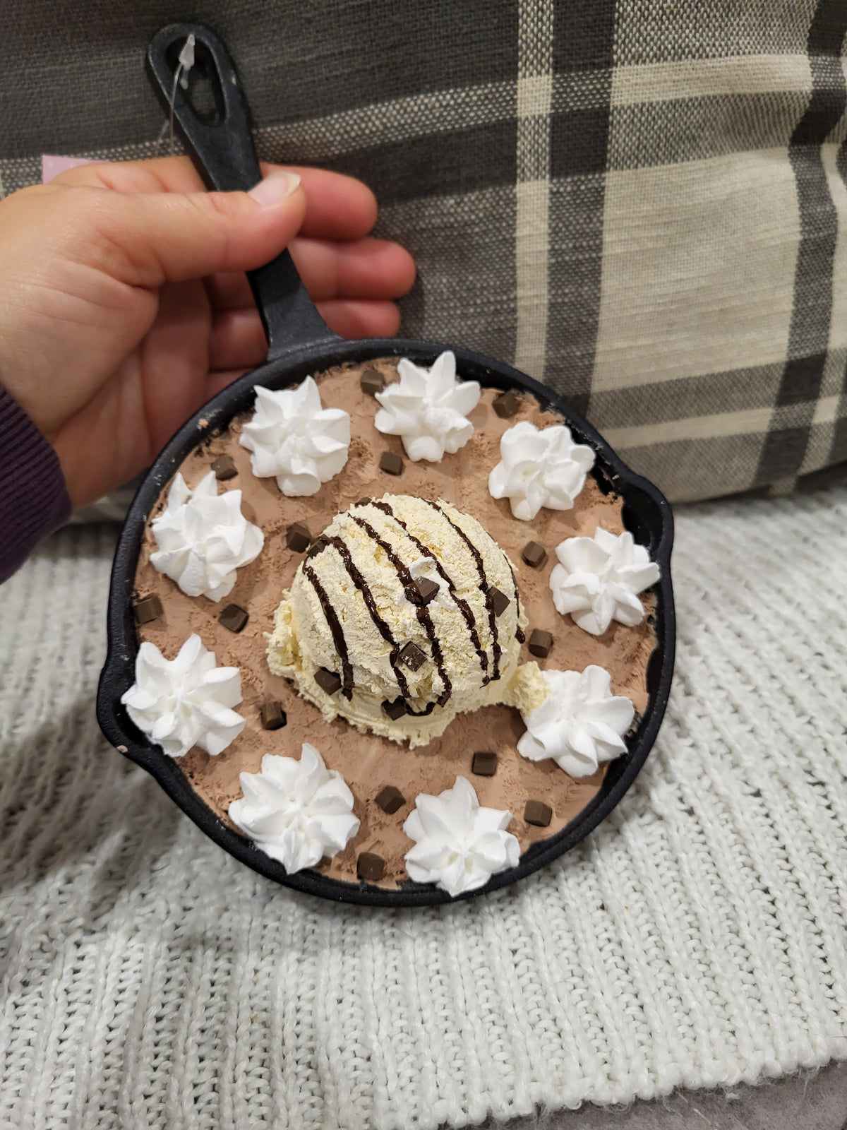 Pip Posh Design Faux Sweet Decor Vanilla Ice Cream Chocolate Chip Cookie Skillet Dessert Collection