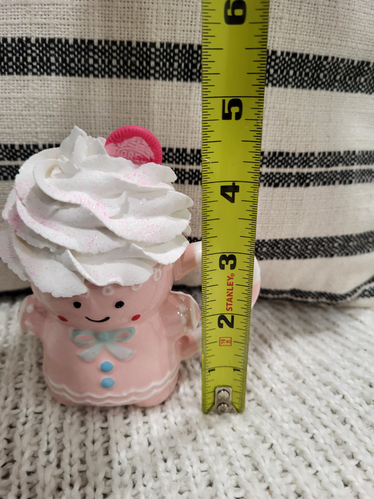 Pip Posh Design Faux Sweet Décor Mini Pink Gingerbread Mug &amp; White Whipped Topper Holiday Collection