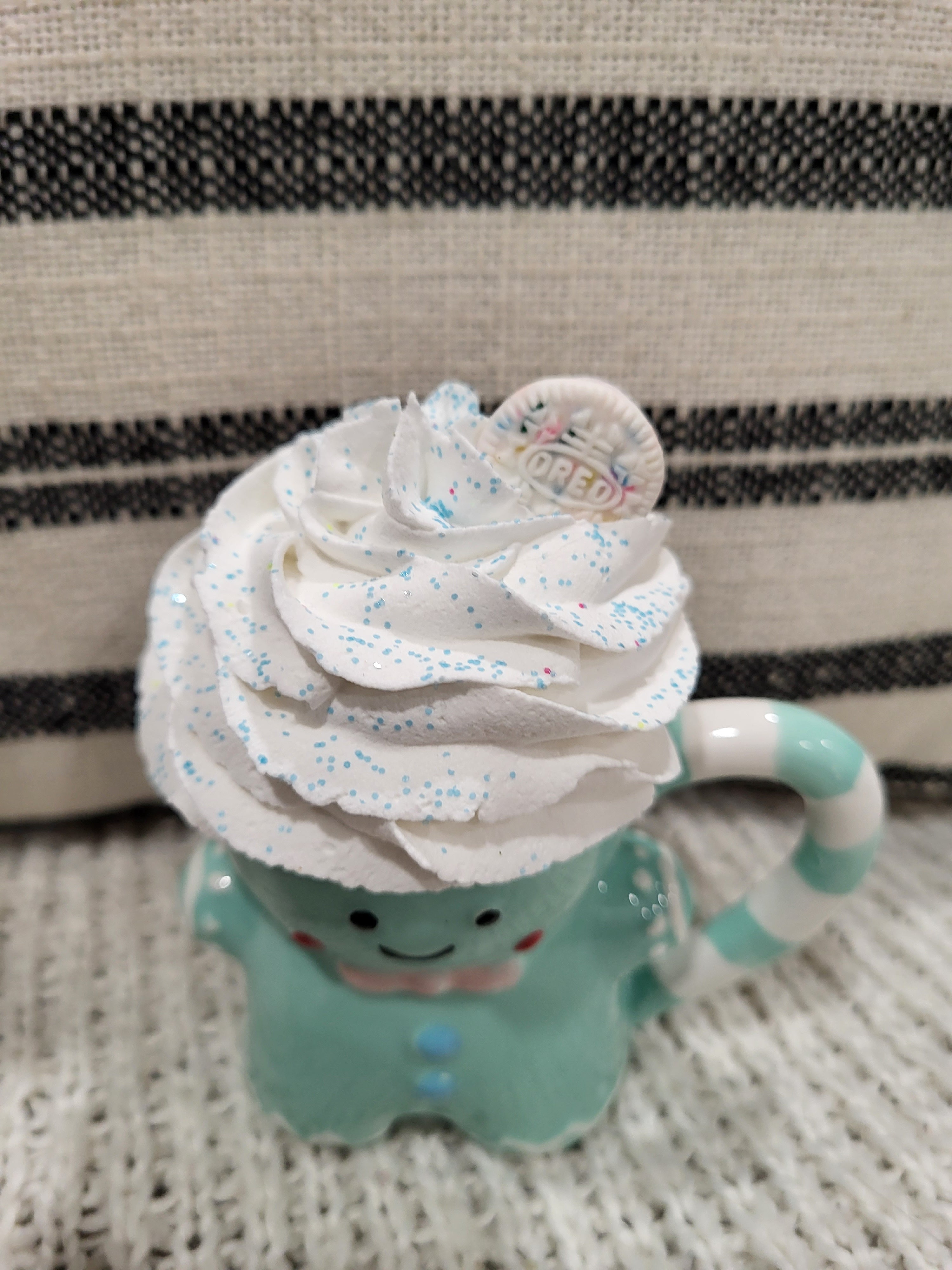 Rae Dunn Coffee White Mug & Whipped Gingerbread Man Topper Holiday C -  PipPosh