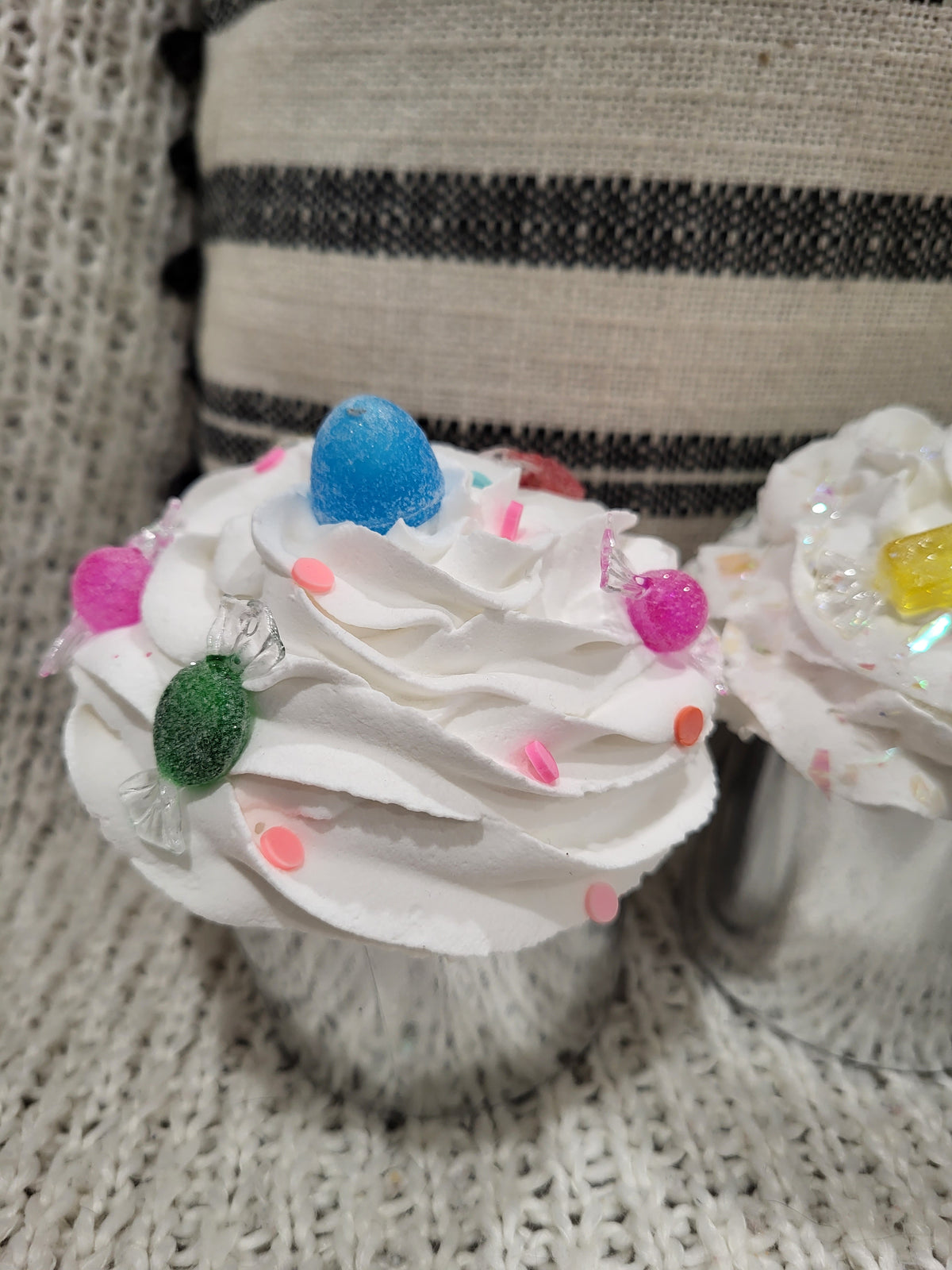 Pip Posh Design Faux Sweet Décor Candy Lane Whipped Cupcakes Set Of 4 Holiday Collection