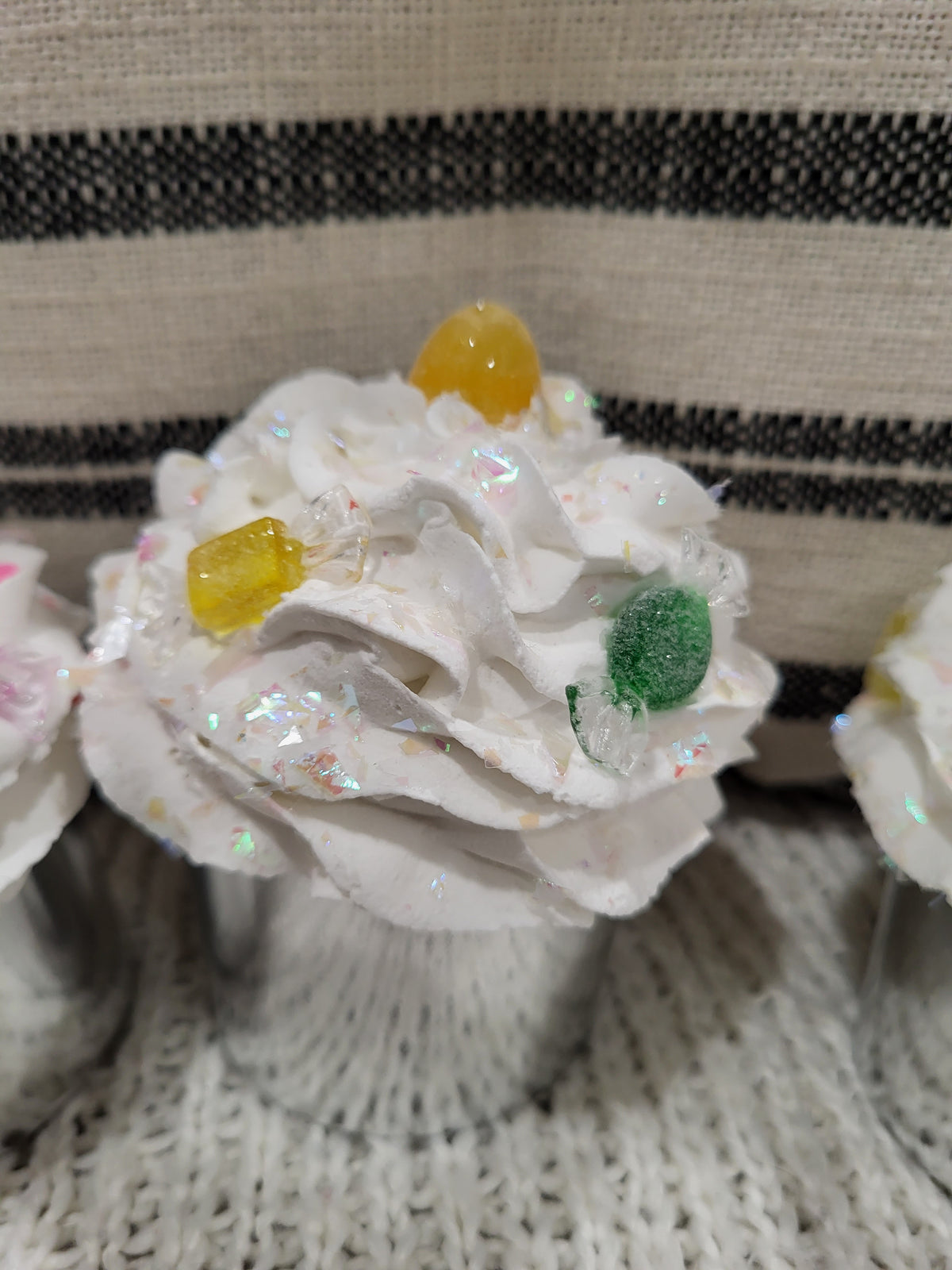 Pip Posh Design Faux Sweet Décor Candy Lane Whipped Cupcakes Set Of 4 Holiday Collection