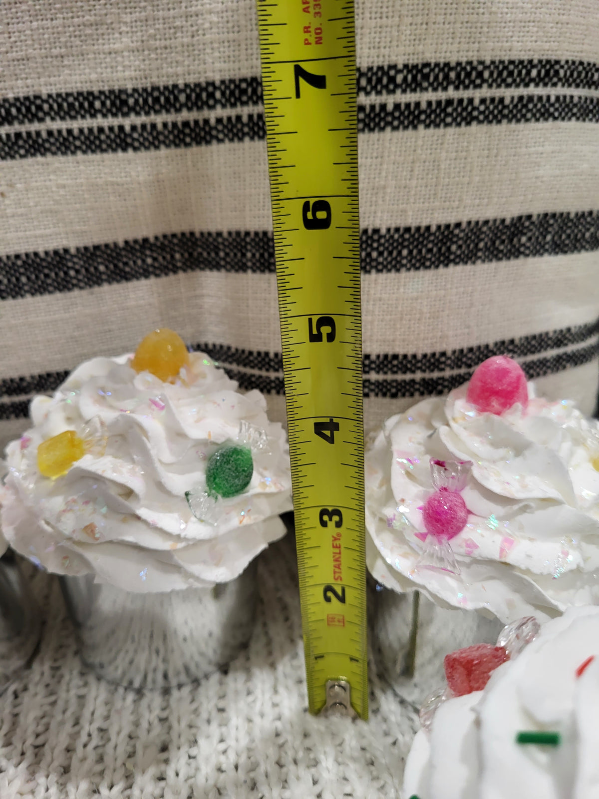 Pip Posh Design Faux Sweet Décor Candy Lane Whipped Cupcakes Set Of 4 Holiday Collection