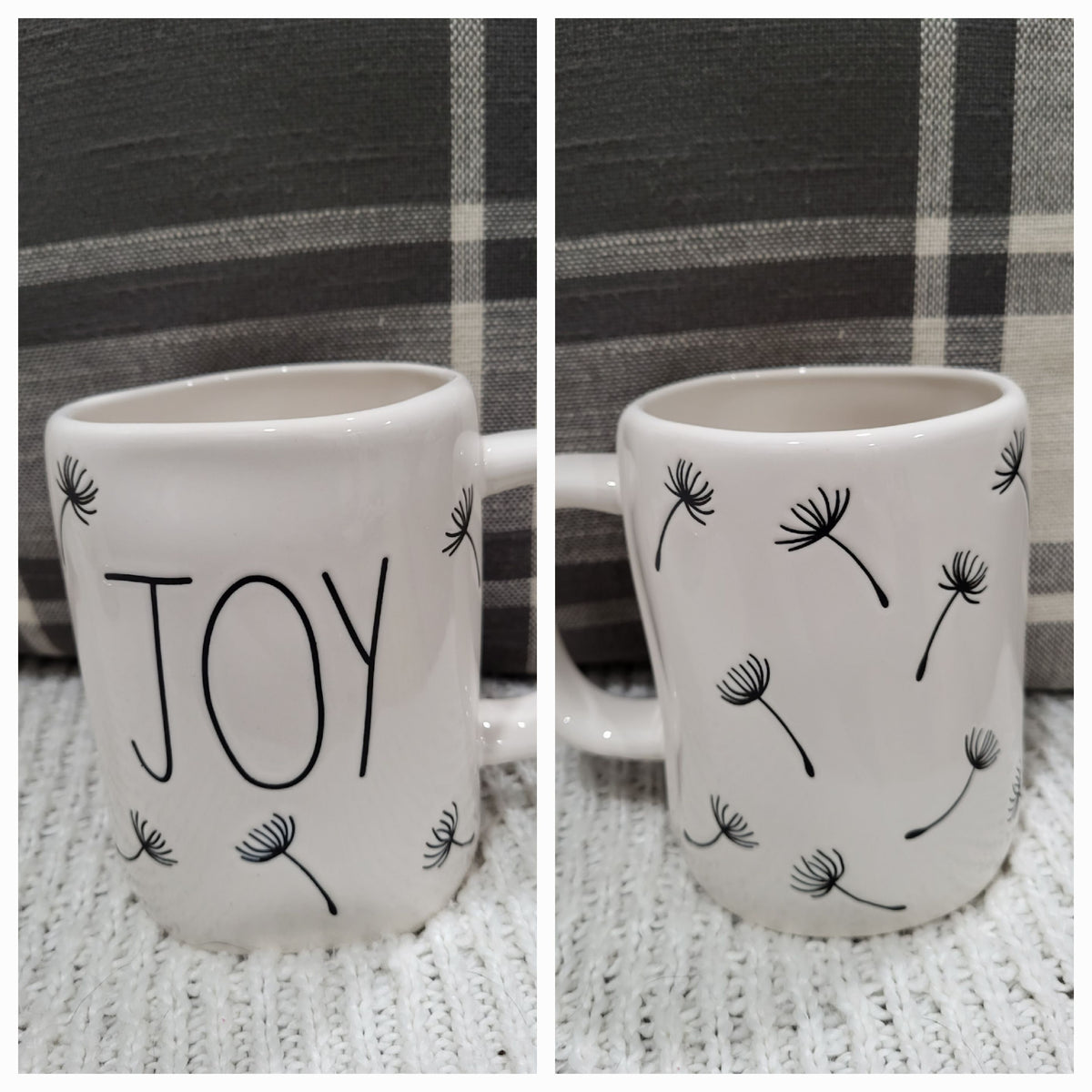 Rae Dunn &quot;Joy&quot; Dandelions Double Sided Mug Collection