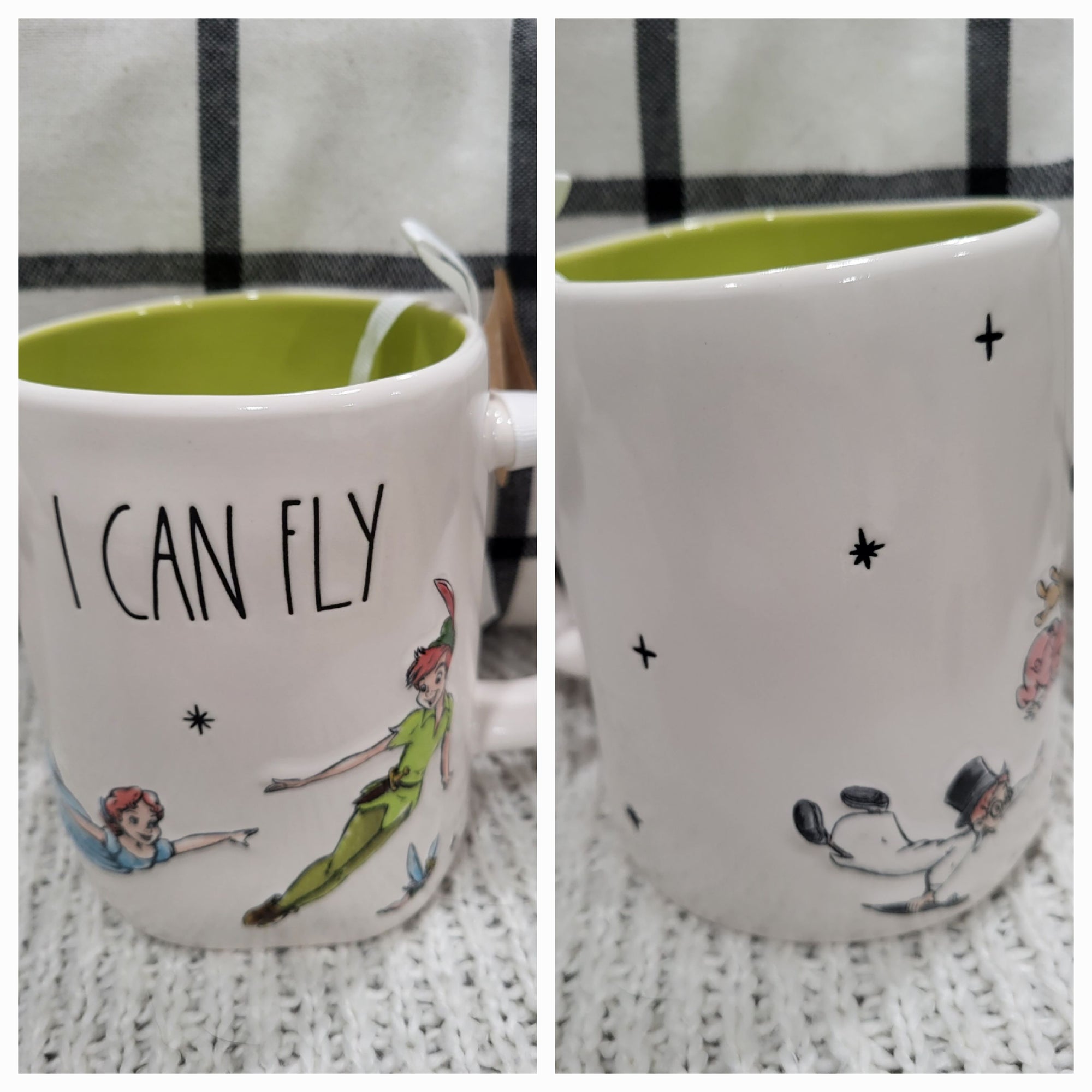 Rae Dunn " I Can Fly" Double Sided Mug Disney's Peter Pan Collection