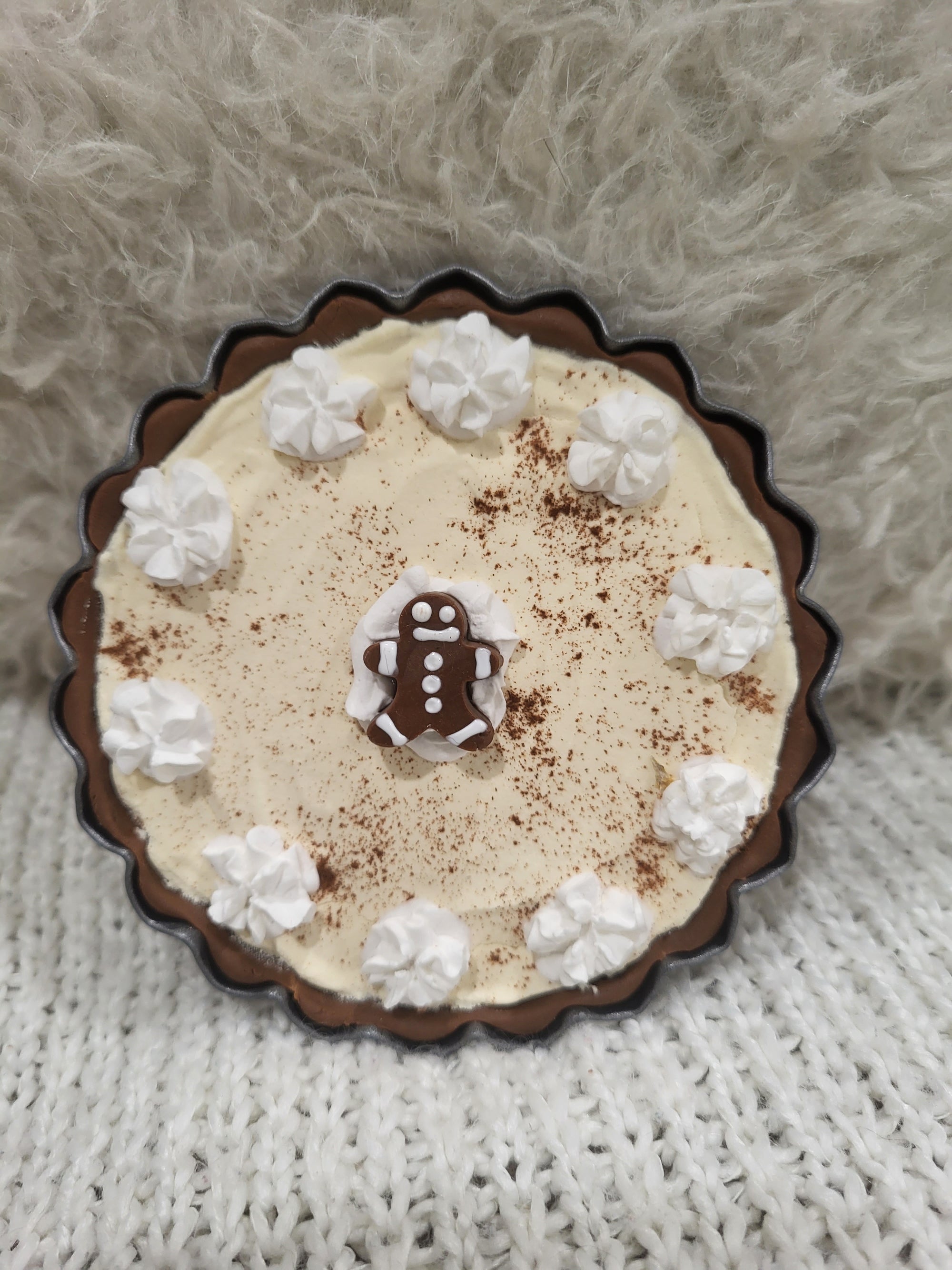 Pip Posh Design Faux Sweet Décor Mini Whipped Gingerbread Pie Holiday Bakery Collection