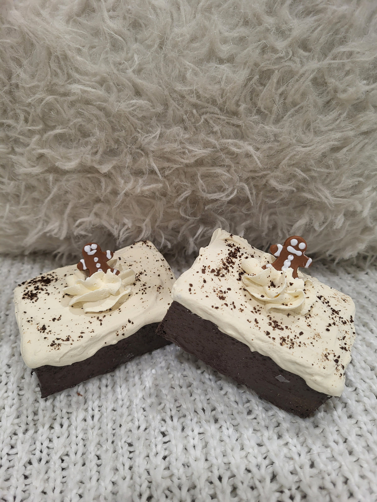 Pip Posh Design Faux Sweet Décor Ivory Whipped Gingerbread Brownies Holiday Bakery Collection