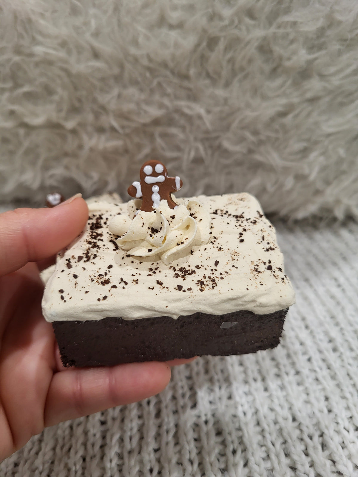 Pip Posh Design Faux Sweet Décor Ivory Whipped Gingerbread Brownies Holiday Bakery Collection