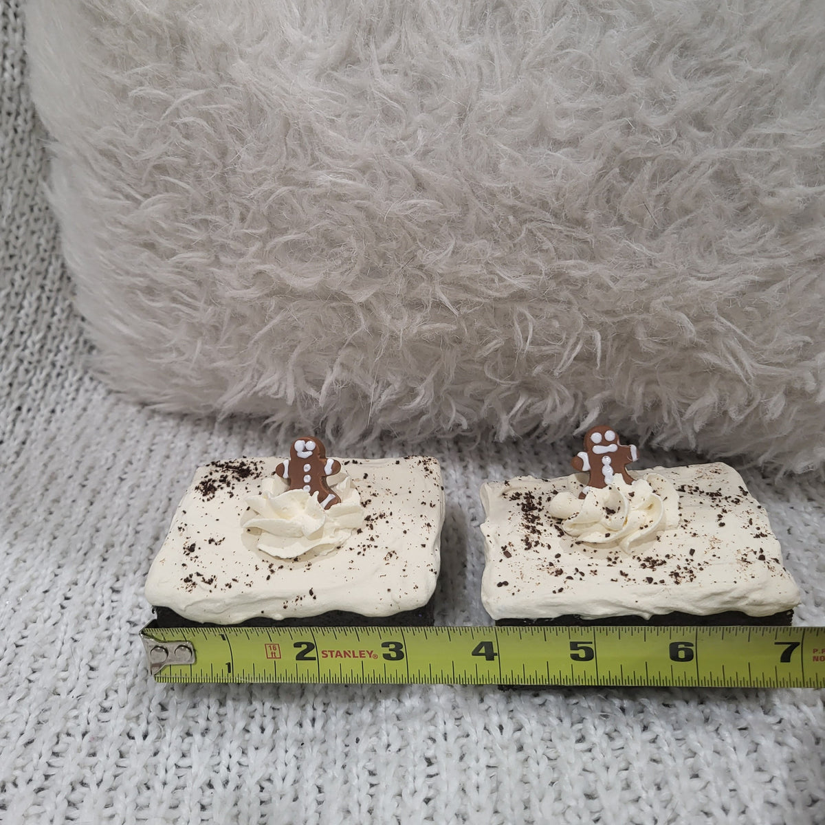 Pip Posh Design Faux Sweet Décor Ivory Whipped Gingerbread Brownies Holiday Bakery Collection