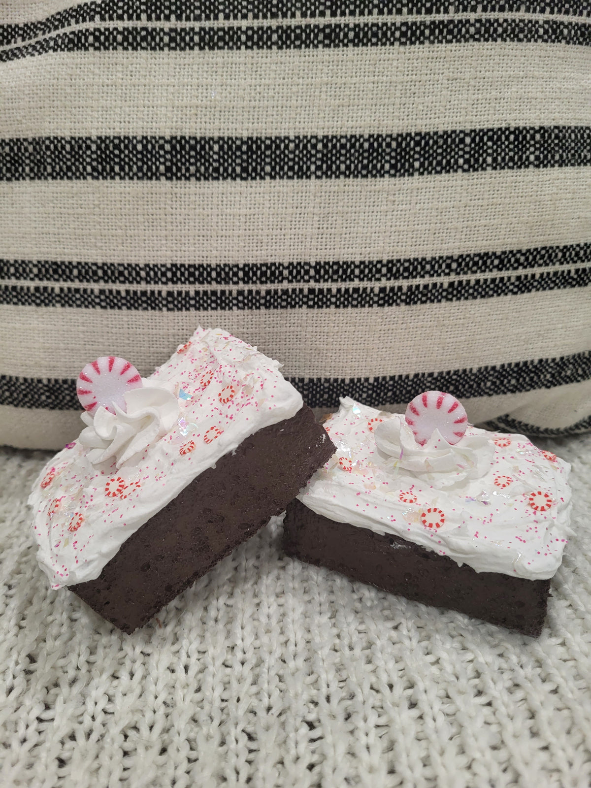 Pip Posh Design Faux Sweet Décor Whipped Peppermint Brownies Holiday Bakery Collection