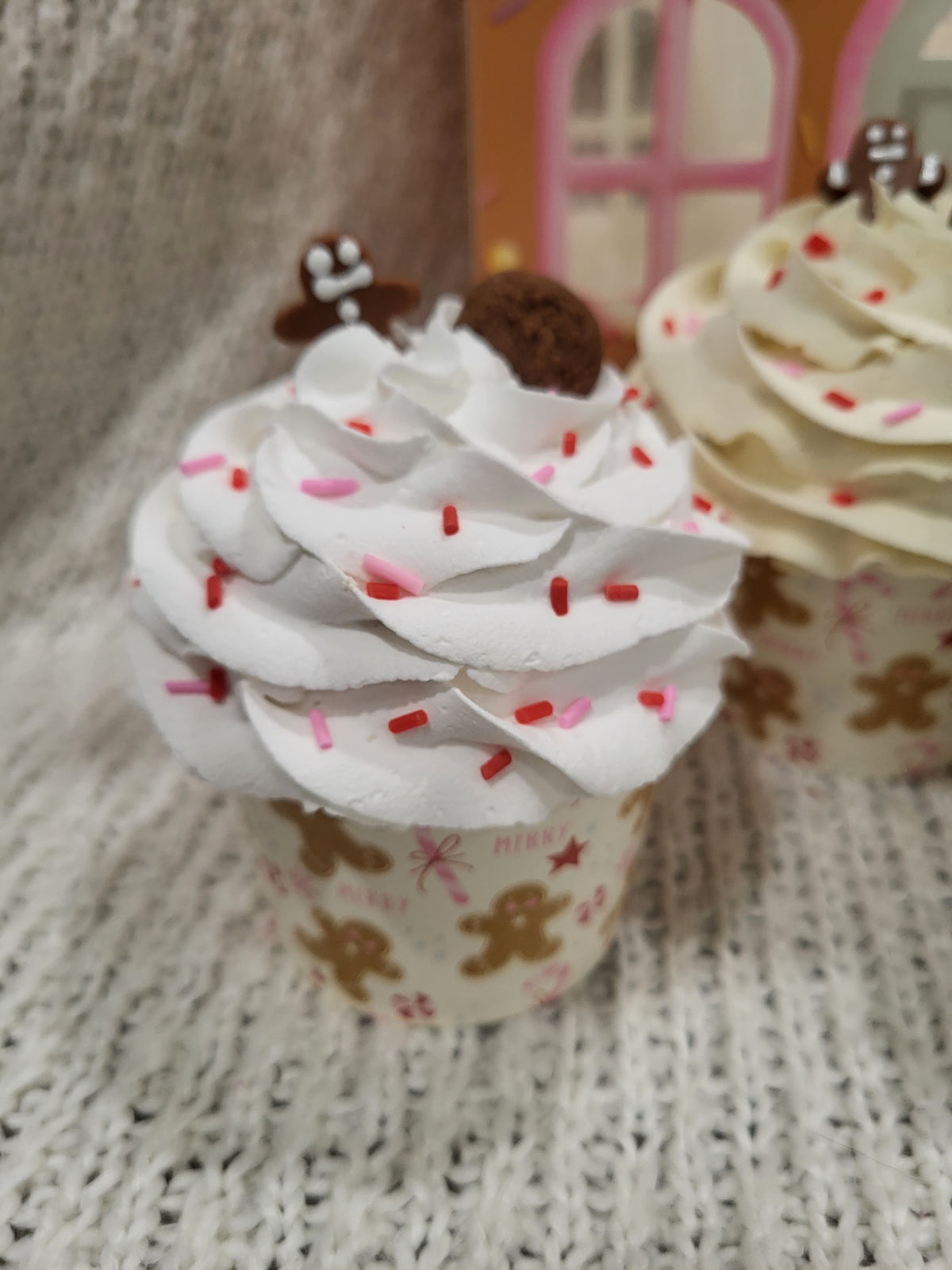 Pip Posh Design Faux Sweet Décor Gingerbread Cookie Cupcakes Set Of 4 Holiday Collection