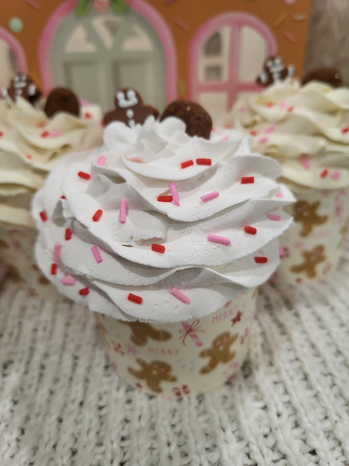 Pip Posh Design Faux Sweet Décor Gingerbread Cookie Cupcakes Set Of 4 Holiday Collection