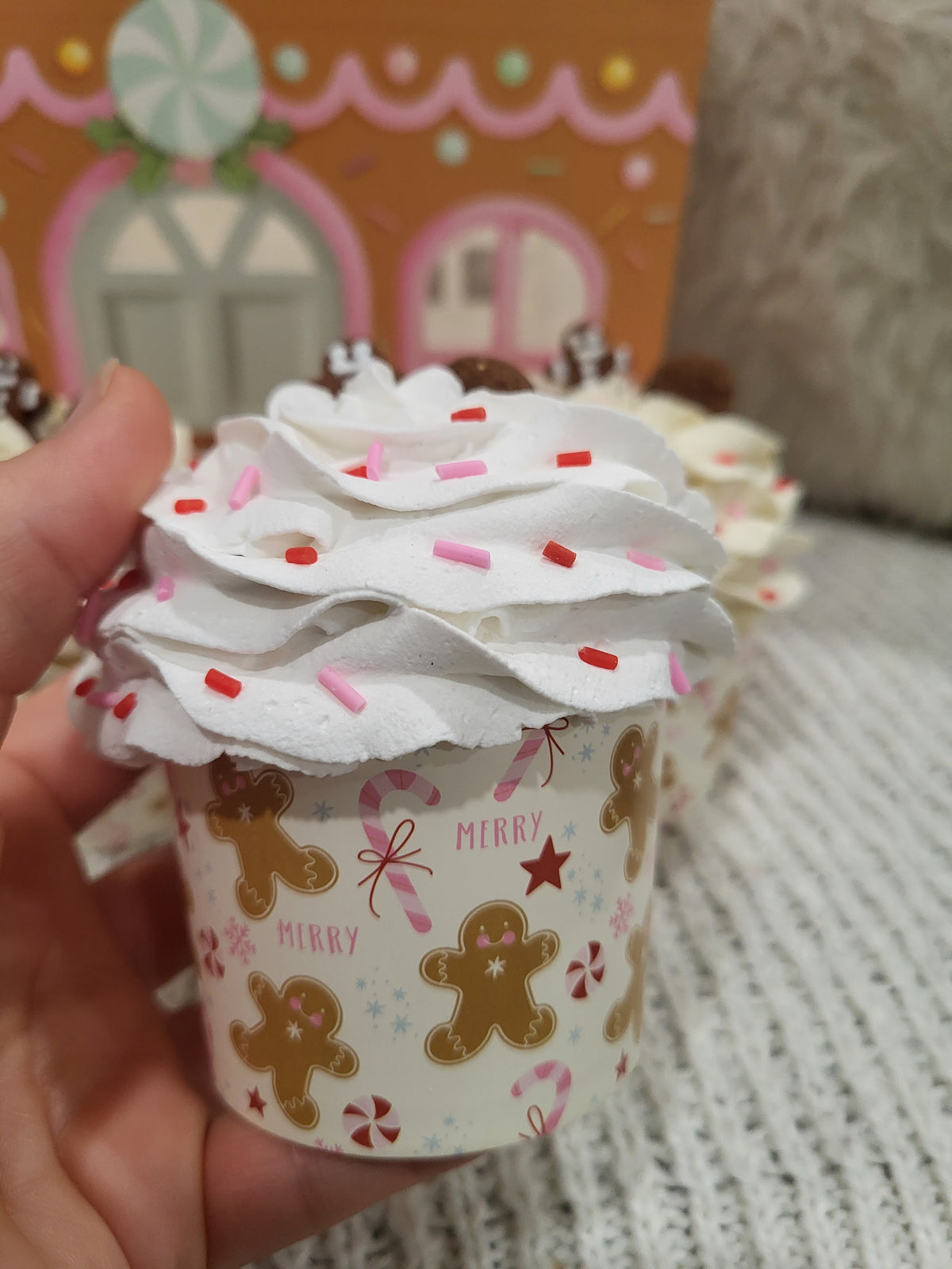 Pip Posh Design Faux Sweet Décor Gingerbread Cookie Cupcakes Set Of 4 Holiday Collection