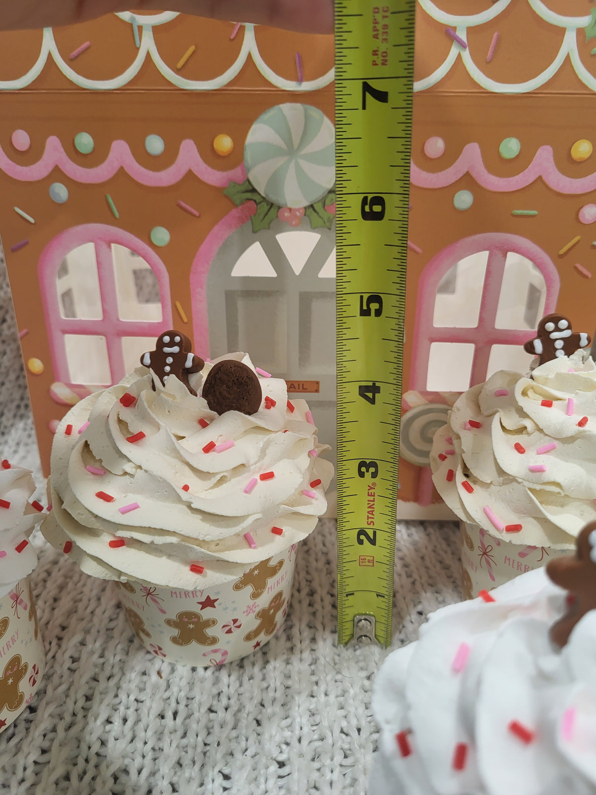 Pip Posh Design Faux Sweet Décor Gingerbread Cookie Cupcakes Set Of 4 Holiday Collection