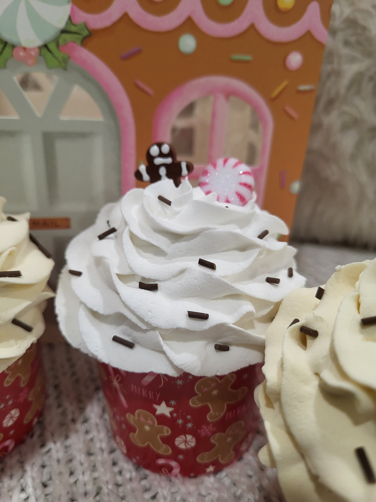 Pip Posh Design Faux Sweet Décor Gingerbread Cupcakes Set Of 4 Holiday Collection