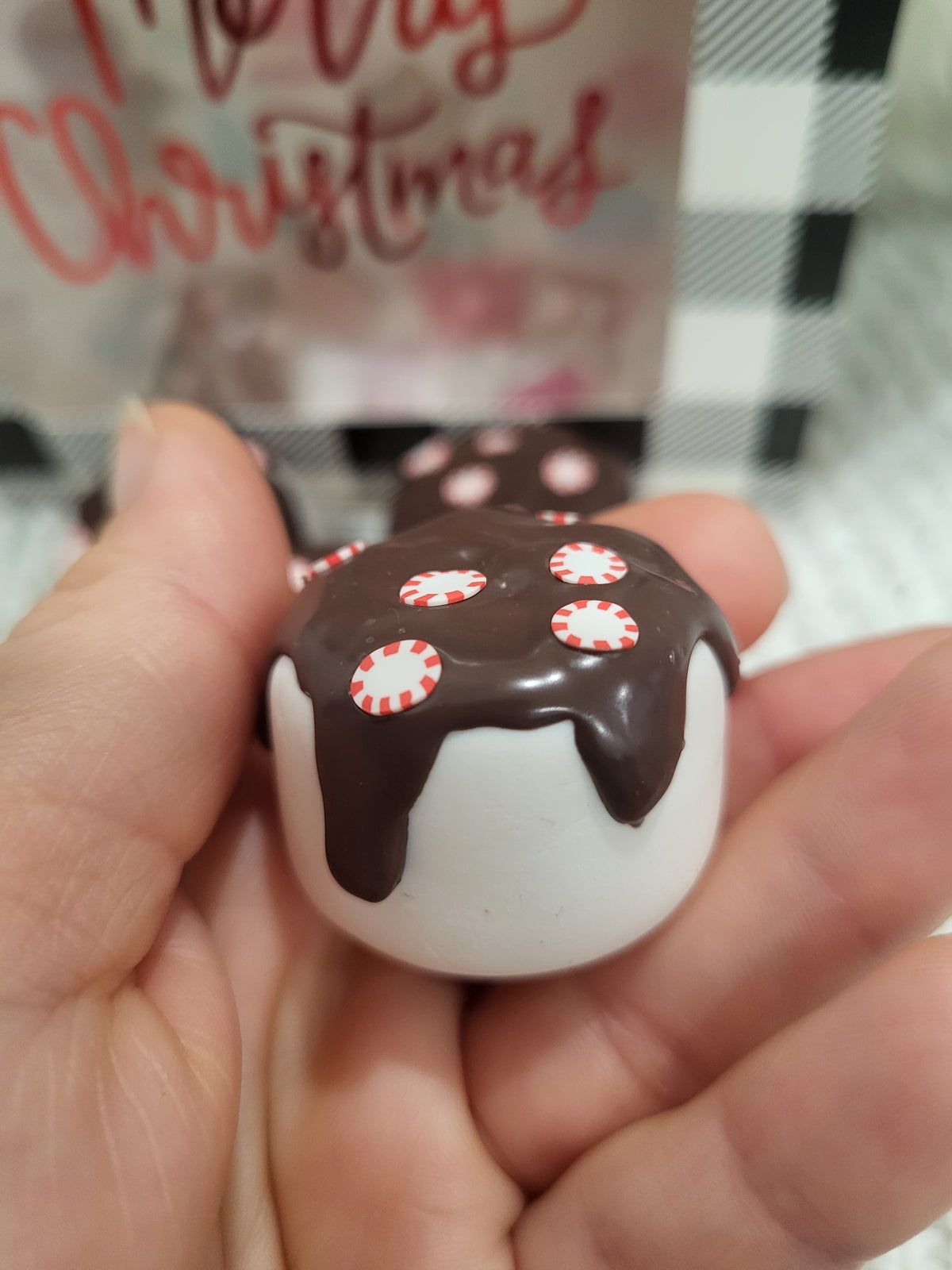 Pip Posh Design Faux Sweet Décor Chocolate Peppermint Covered Marshmallows Set Of 4 Holiday Collection