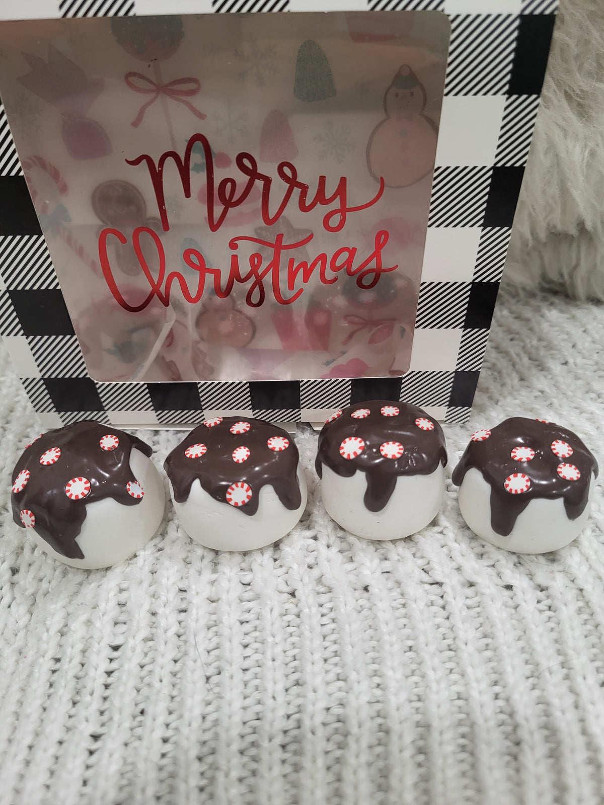 Pip Posh Design Faux Sweet Décor Chocolate Peppermint Covered Marshmallows Set Of 4 Holiday Collection