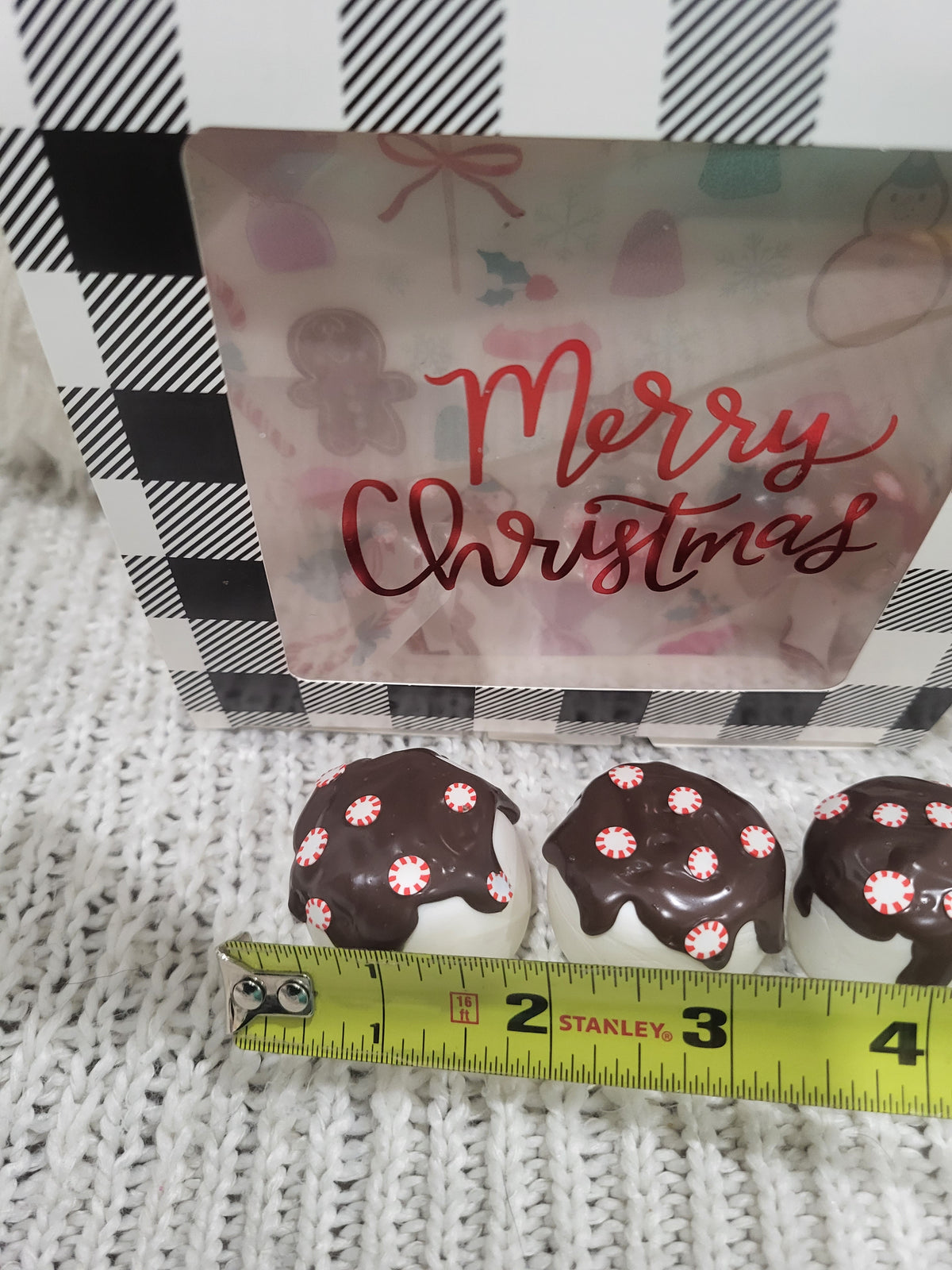 Pip Posh Design Faux Sweet Décor Chocolate Peppermint Covered Marshmallows Set Of 4 Holiday Collection