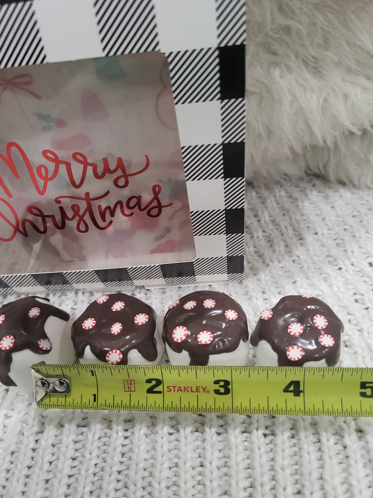 Pip Posh Design Faux Sweet Décor Chocolate Peppermint Covered Marshmallows Set Of 4 Holiday Collection