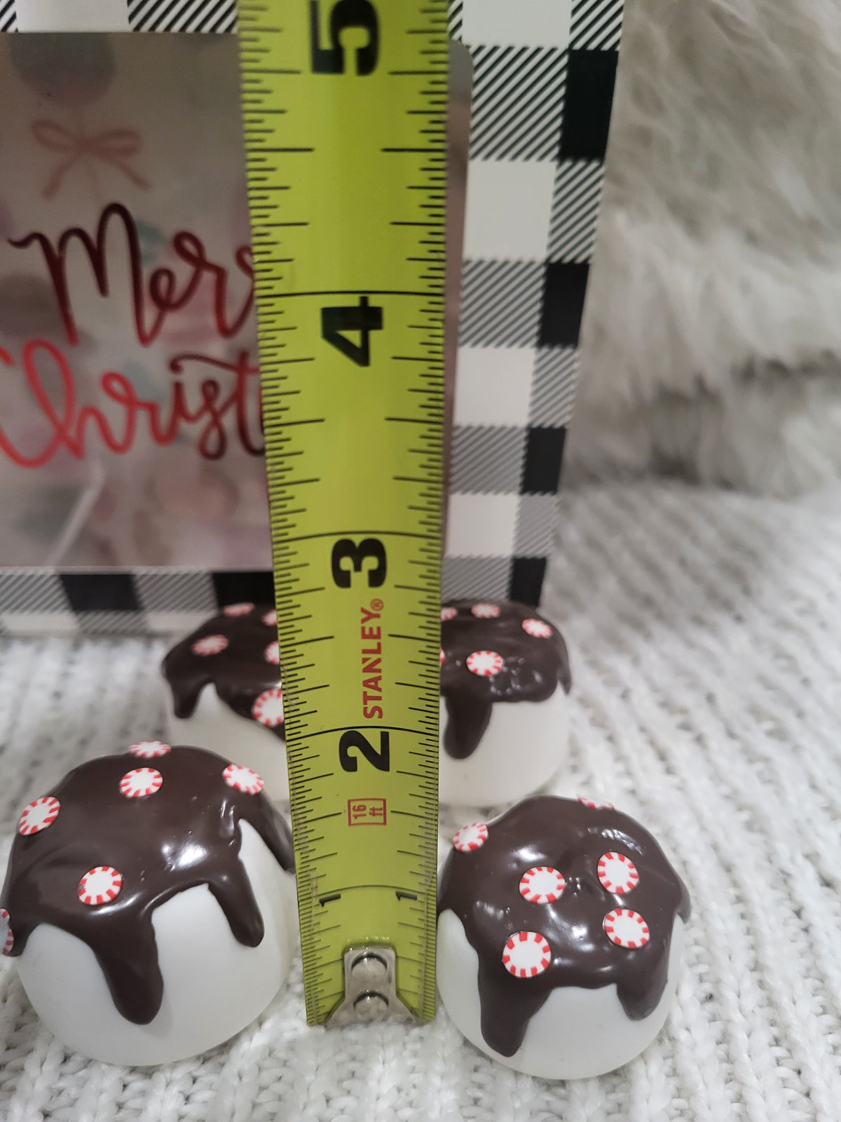 Pip Posh Design Faux Sweet Décor Chocolate Peppermint Covered Marshmallows Set Of 4 Holiday Collection