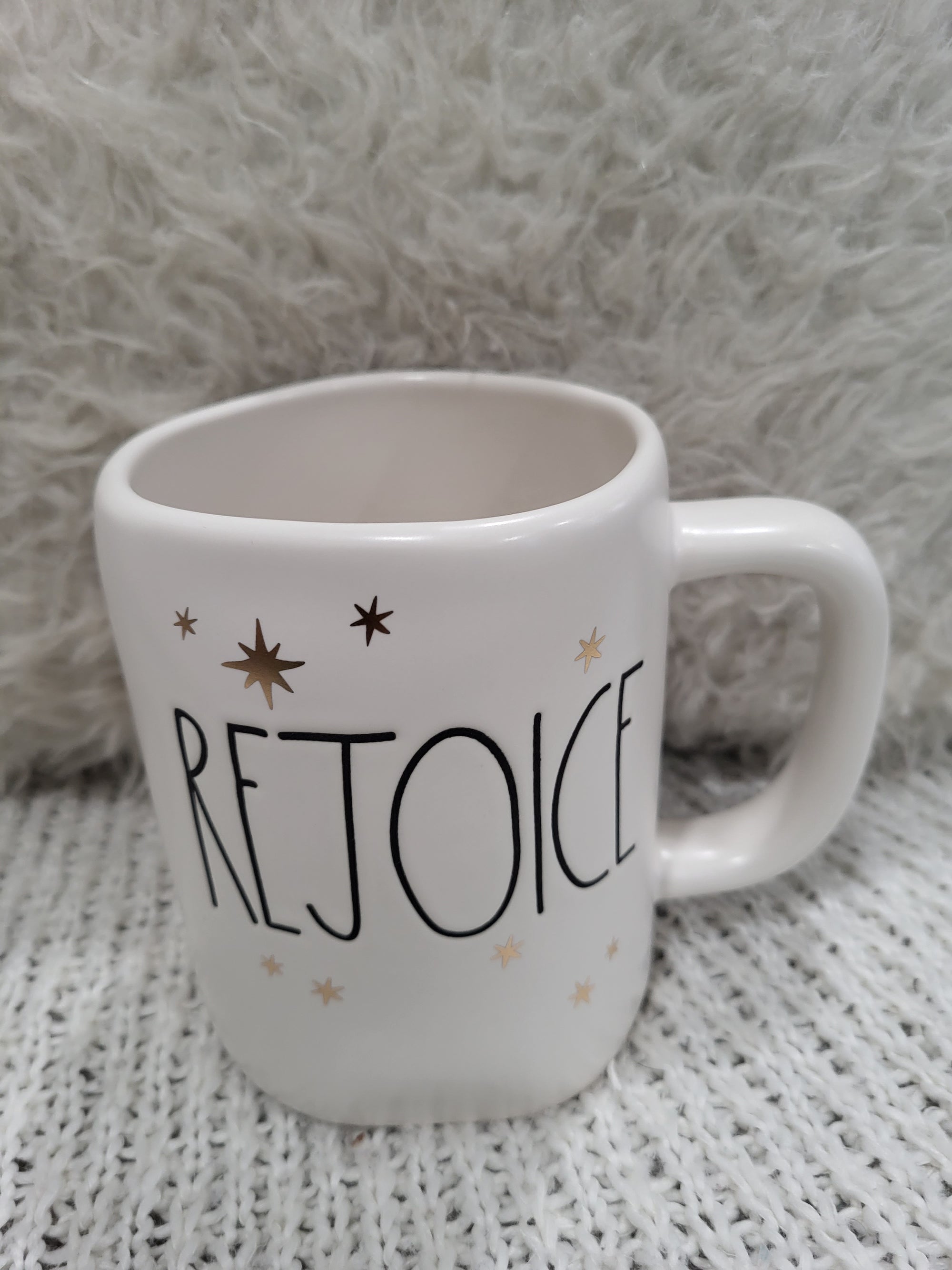 Rae Dunn "Rejoice" Gold Star's White Mug Collection