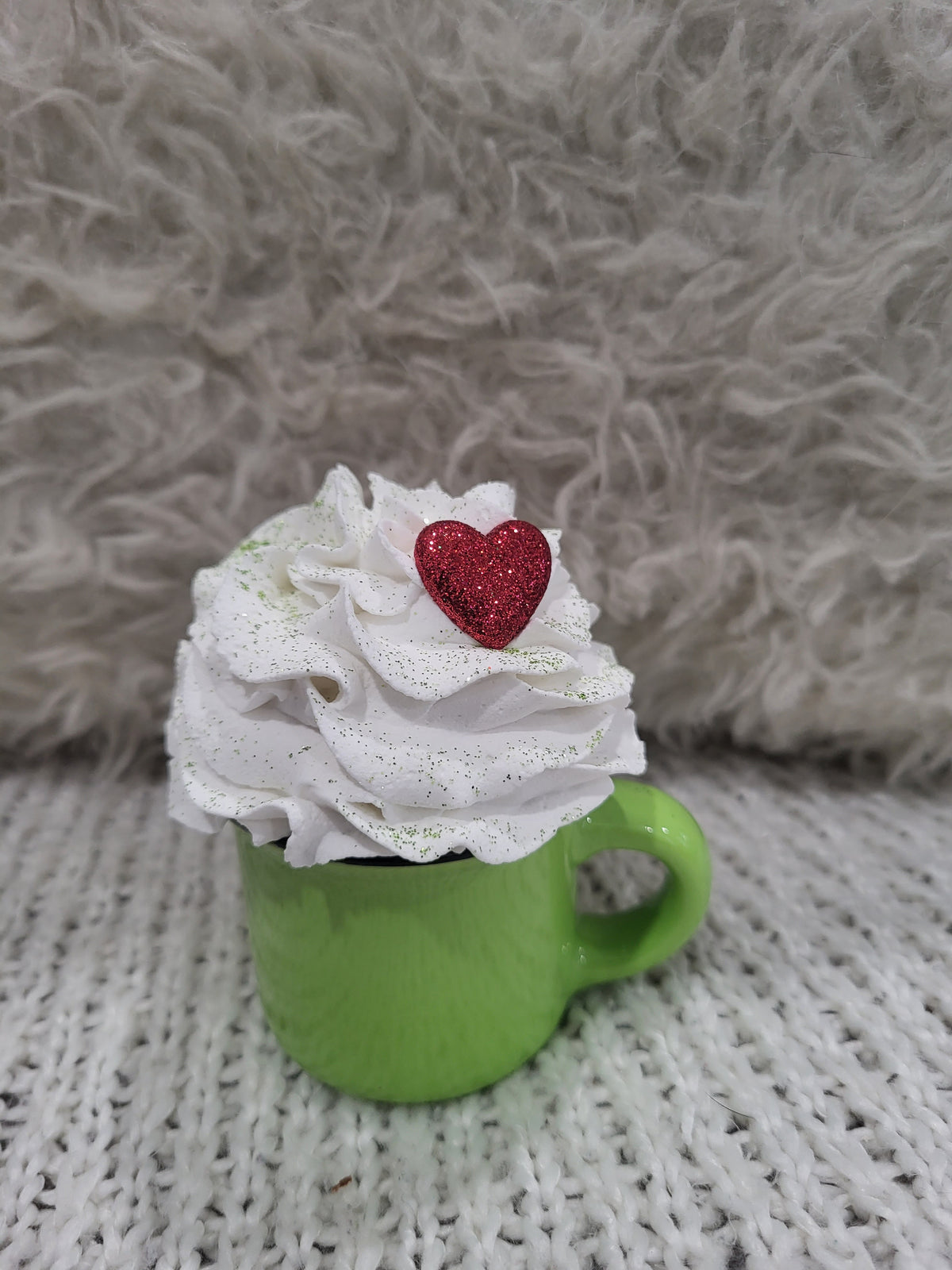 Pip Posh Design Faux Sweet Décor Mini Green Mug &amp; White Whipped Topper Holiday Collection