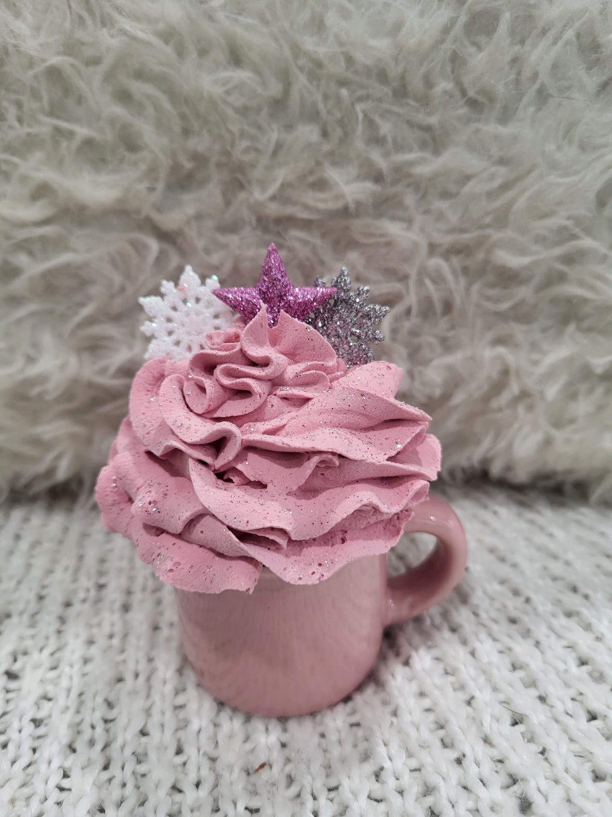 Pip Posh Design Faux Sweet Décor Mini Pink Mug &amp; Pink Whipped Topper Winter Collection