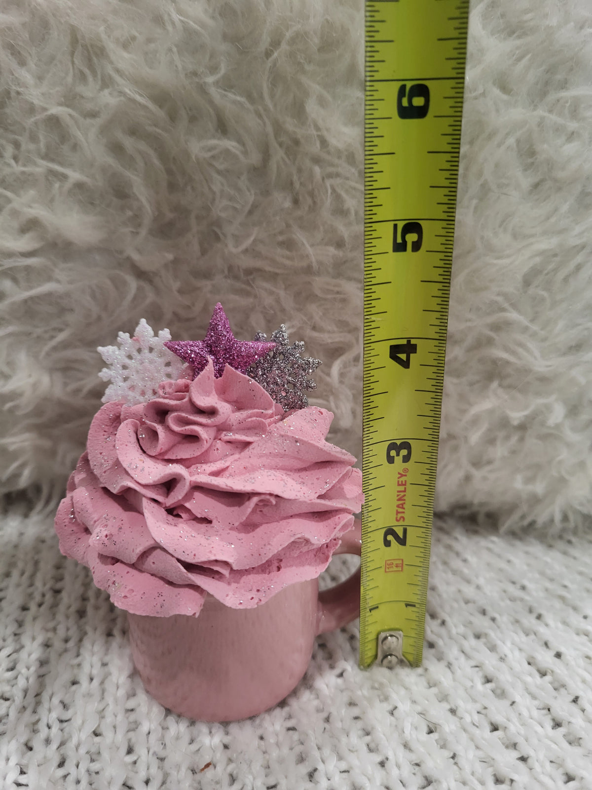 Pip Posh Design Faux Sweet Décor Mini Pink Mug &amp; Pink Whipped Topper Winter Collection