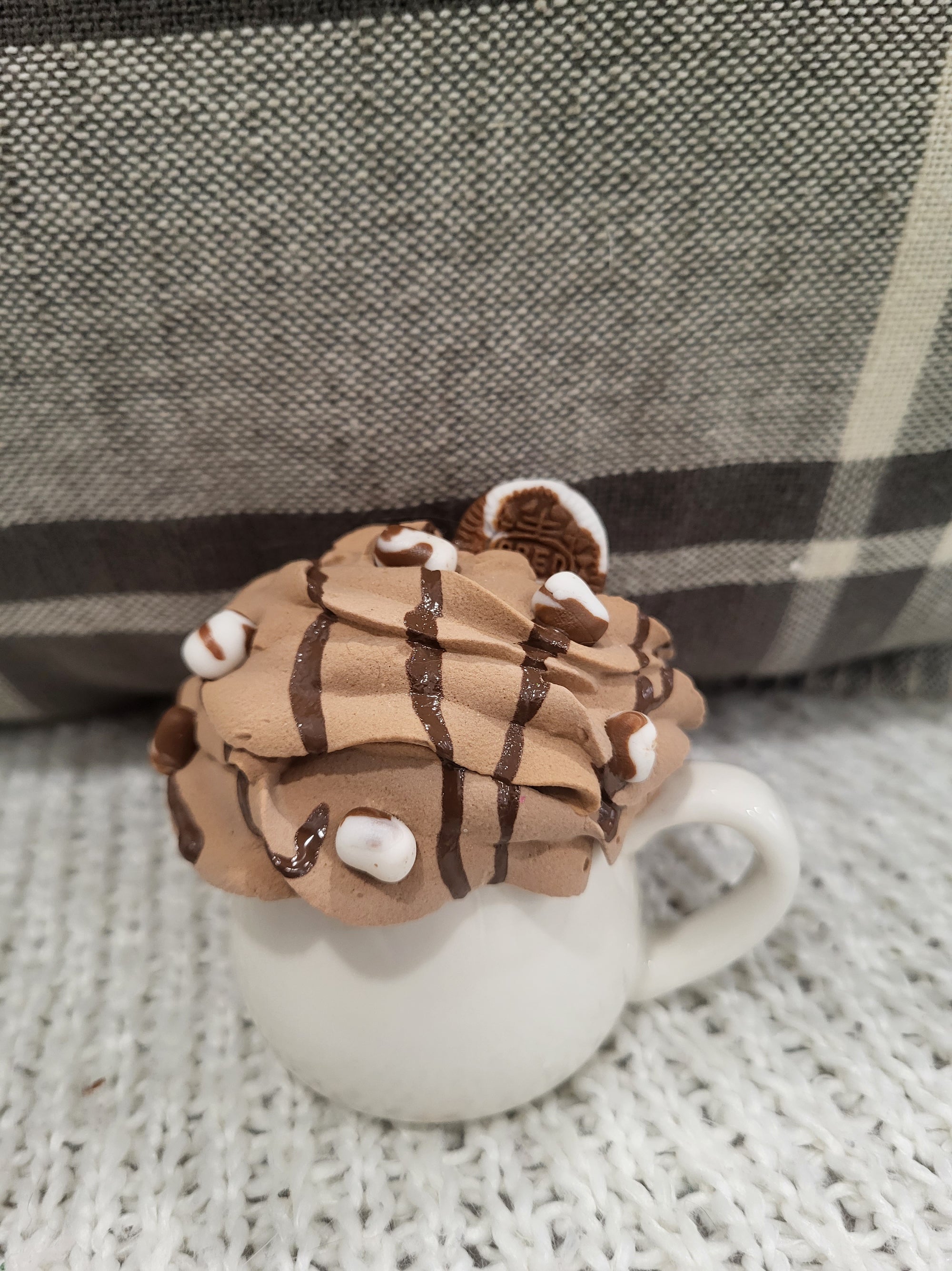 Pip Posh Design Faux Sweet Décor Mini White Mug & Chocolate Marshmallow Whipped Topper