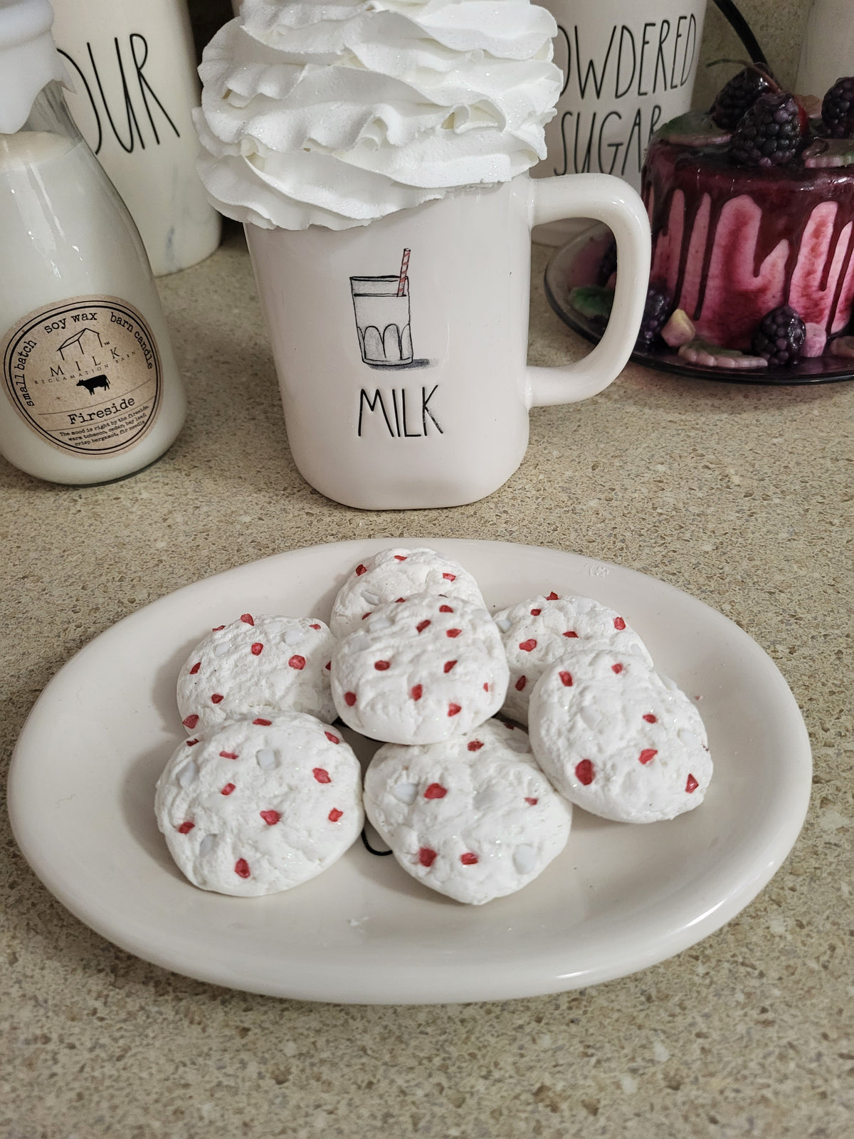 Pip Posh Design Faux Sweet Décor White Peppermint Cookies Holiday Collection