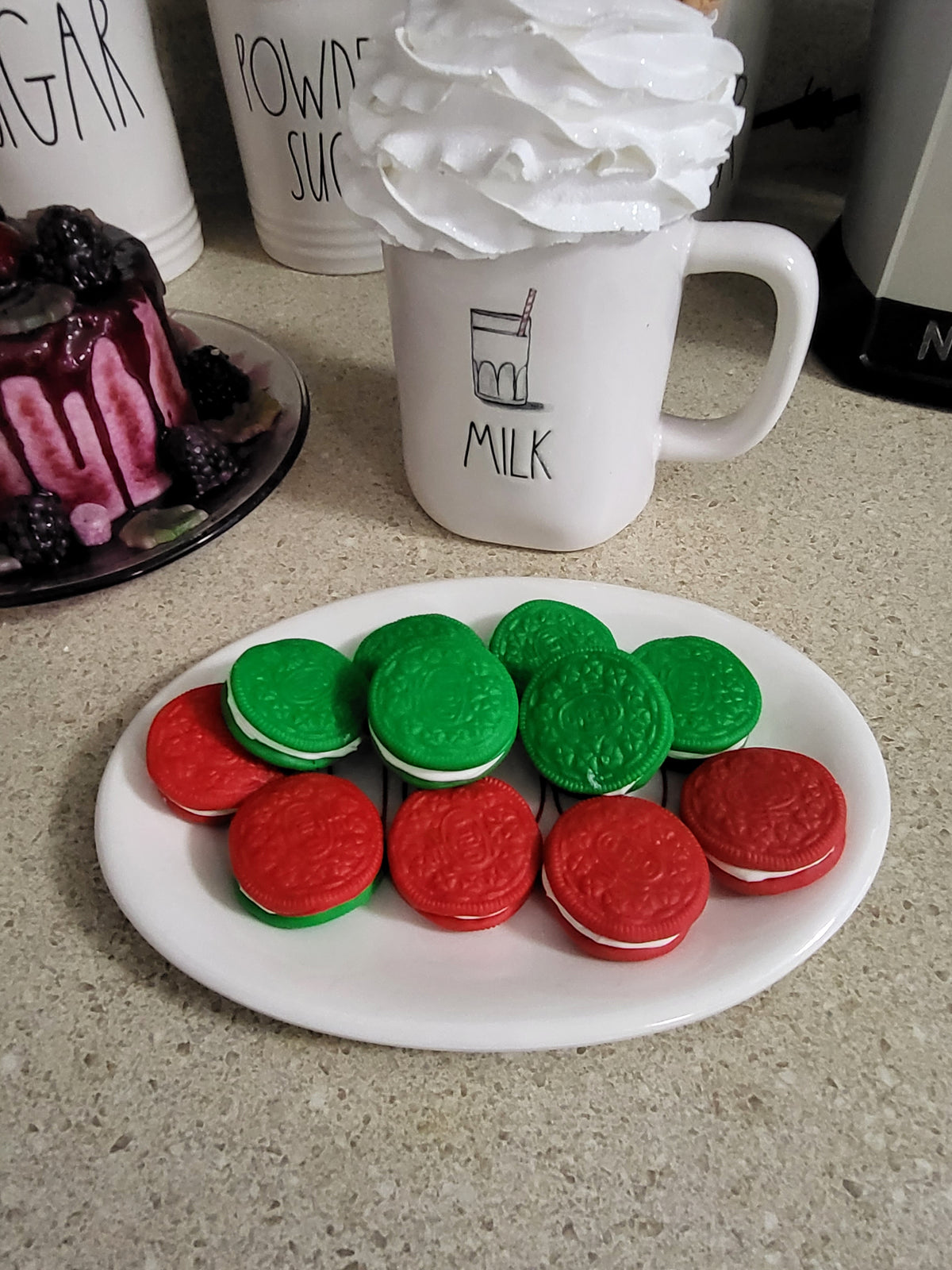Pip Posh Design Faux Sweet Décor Red &amp; Green Oreo Cookies