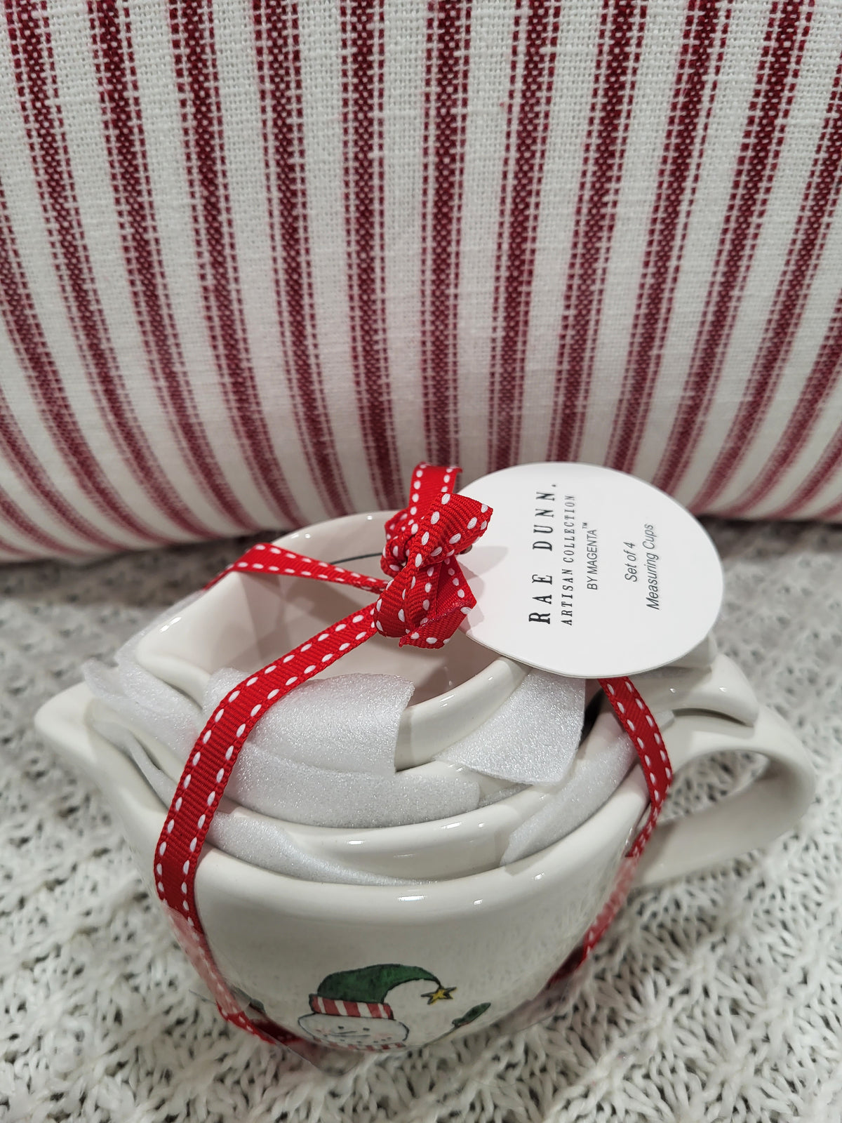 Rae Dunn &quot;Snowman&quot; Measuring Cups Set Of 4 Holiday Collection