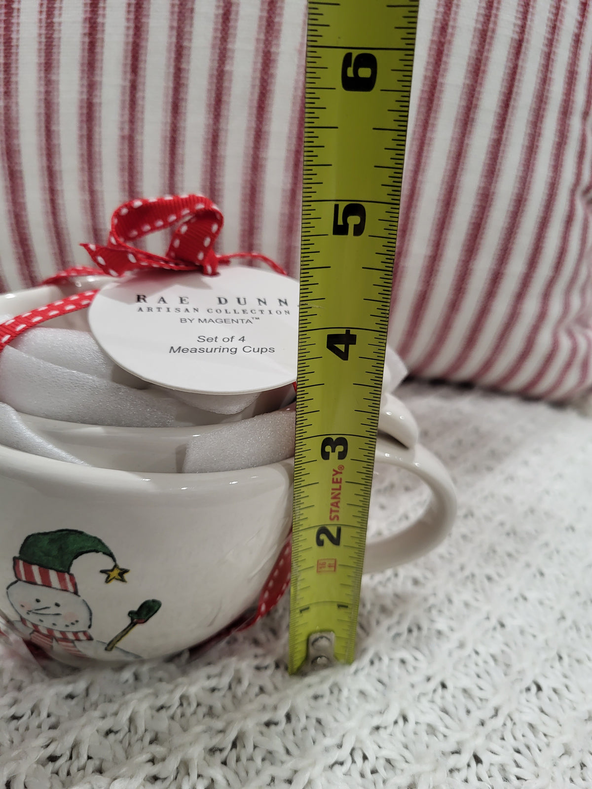 Rae Dunn &quot;Snowman&quot; Measuring Cups Set Of 4 Holiday Collection