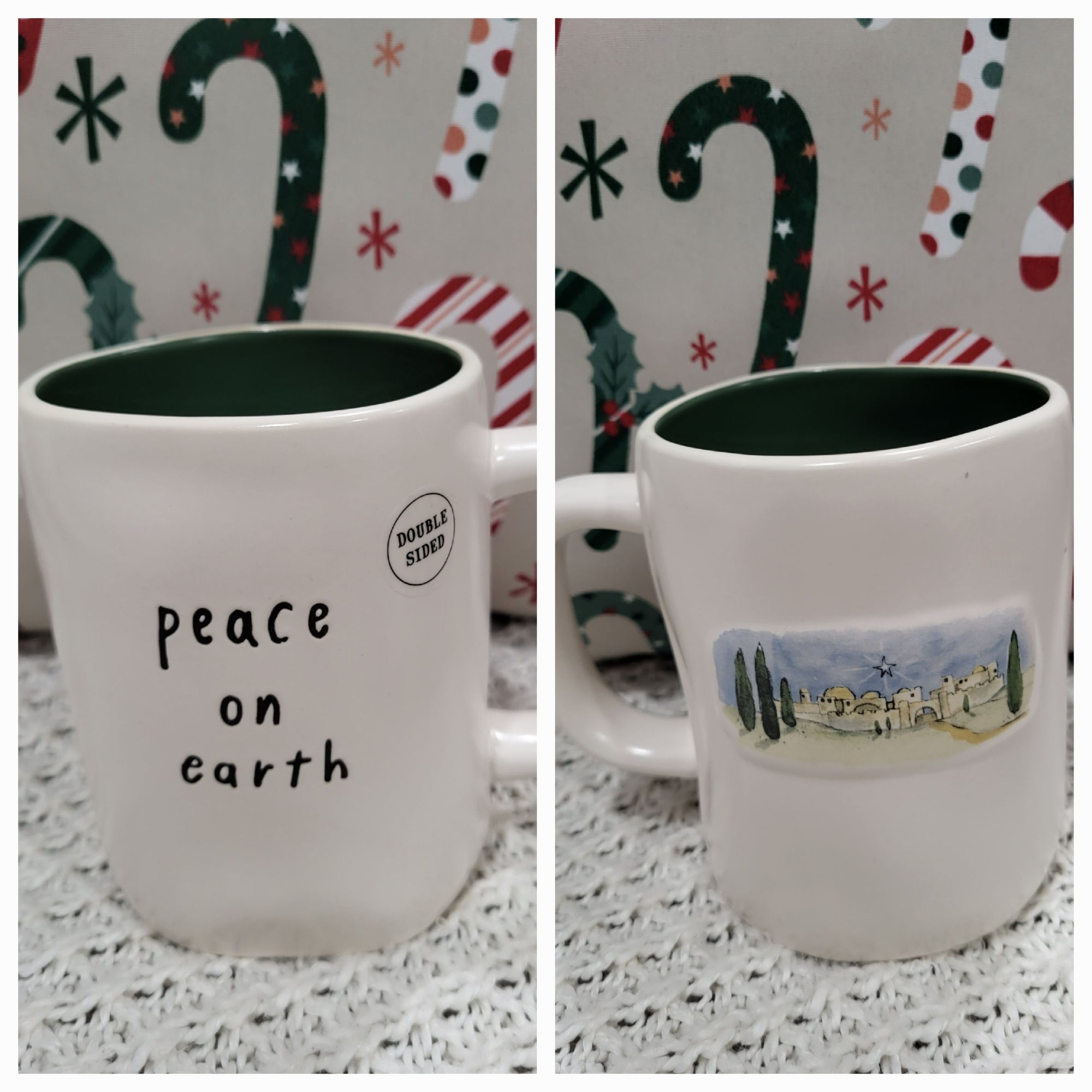 Rae Dunn "Peace On Earth" Double Sided Mug Holiday Collection