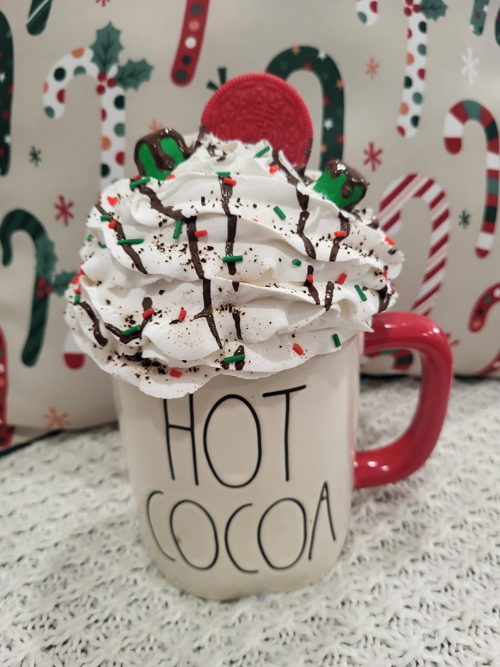 Peppermint Mug Toppers, Rae Dunn & Topper, Christmas Faux Whipped