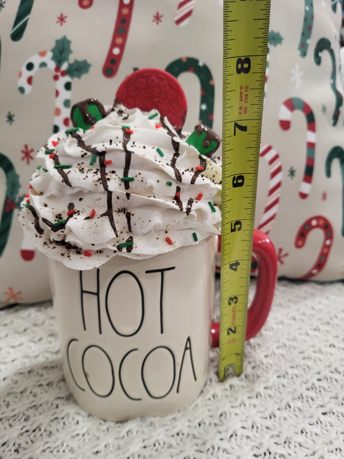 Rae Dunn &quot;Hot Cocoa&quot; Mug &amp; Pip Posh Design Faux Sweet Décor Whipped Cookie Topper Holiday Collection