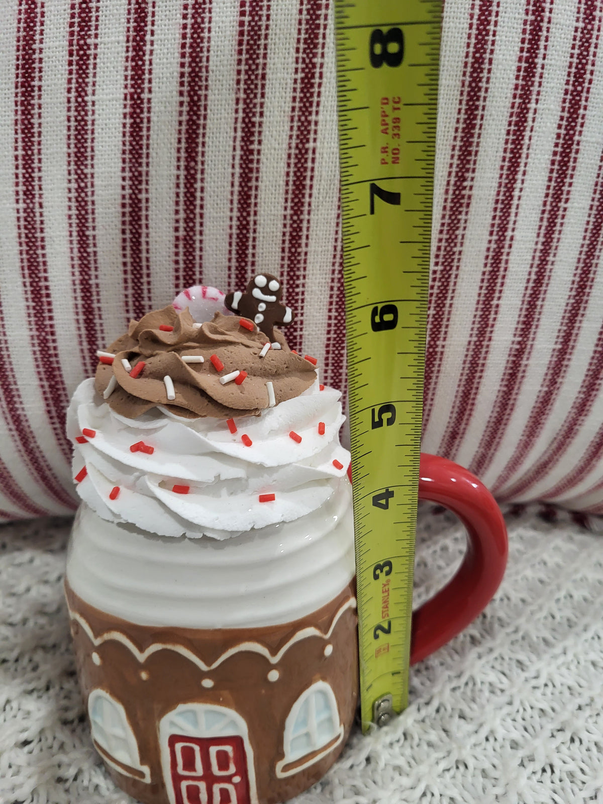 Pip Posh Design Faux Sweet Décor Gingerbread House Mug &amp; Chocolate Vanilla Candy Whipped Topper Holiday Collection